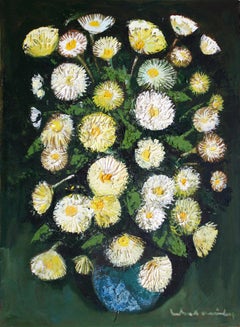 Flores en un jarrón. Óleo sobre lienzo, 66x49 cm