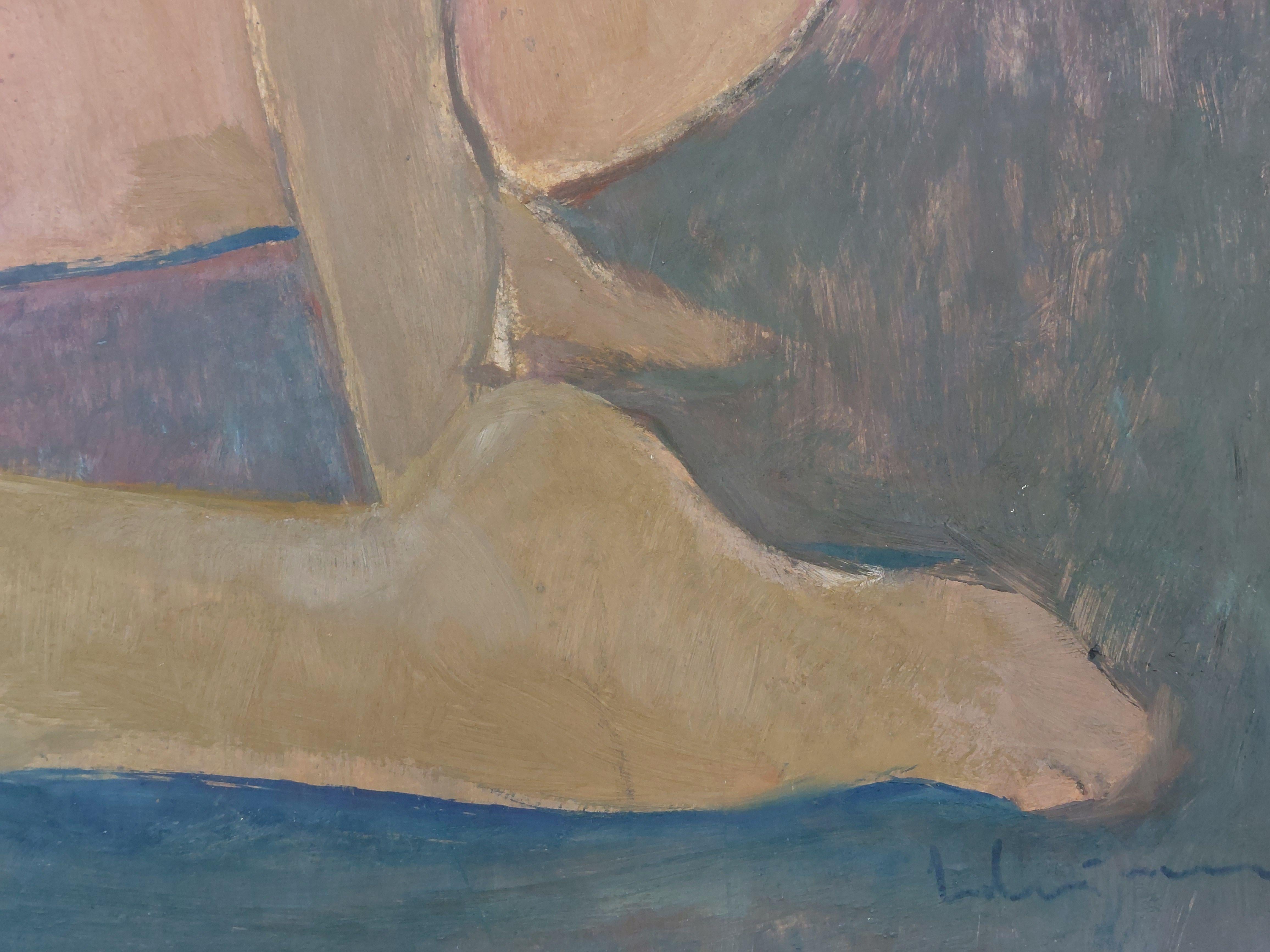 Chica pelirroja. 1996. Óleo sobre cartón, 90x83 cm - Painting de Laimdots Murnieks
