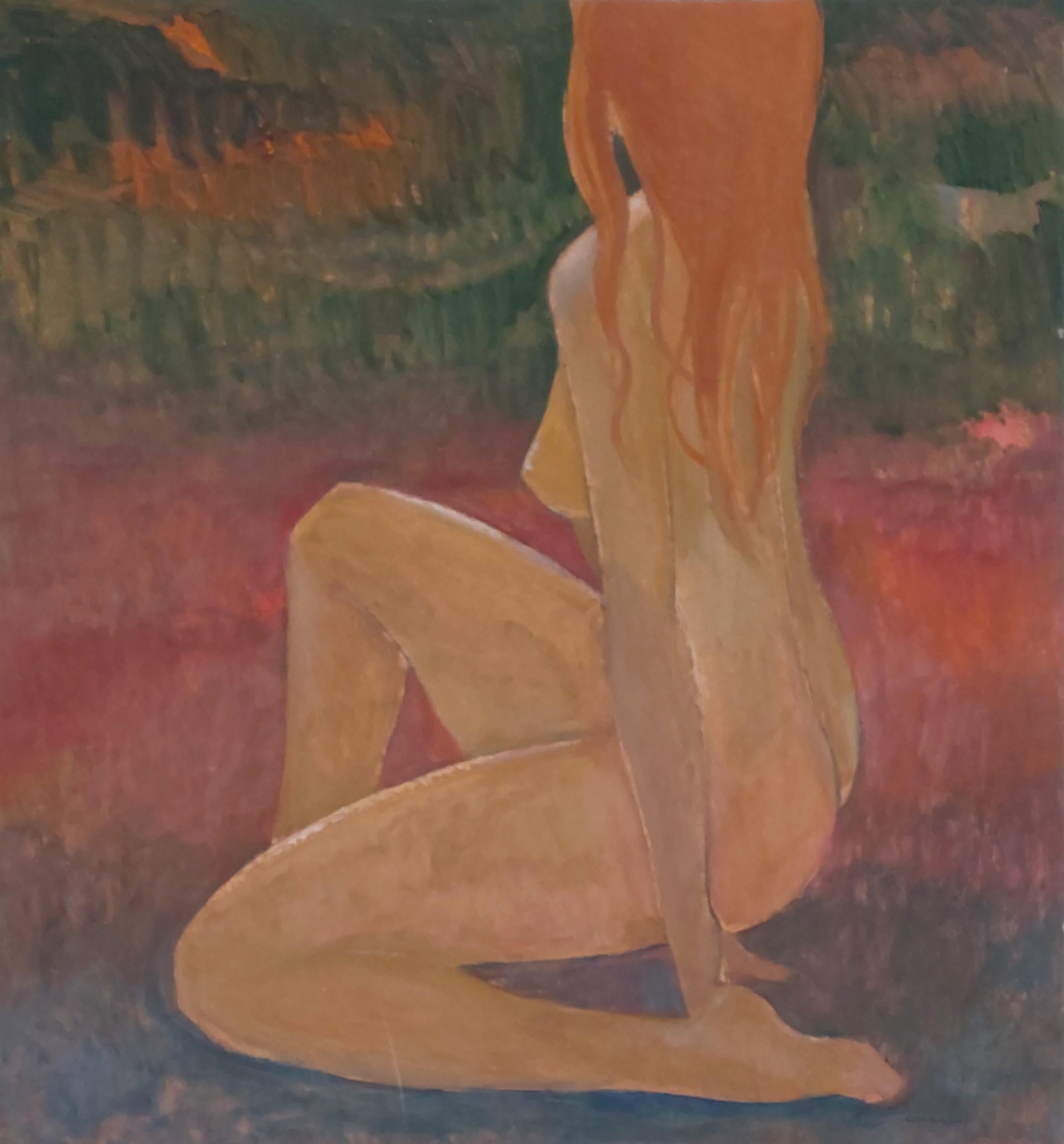 Girl with red hair. 1996. Oil on cardboard, 90x83 cm For Sale 1