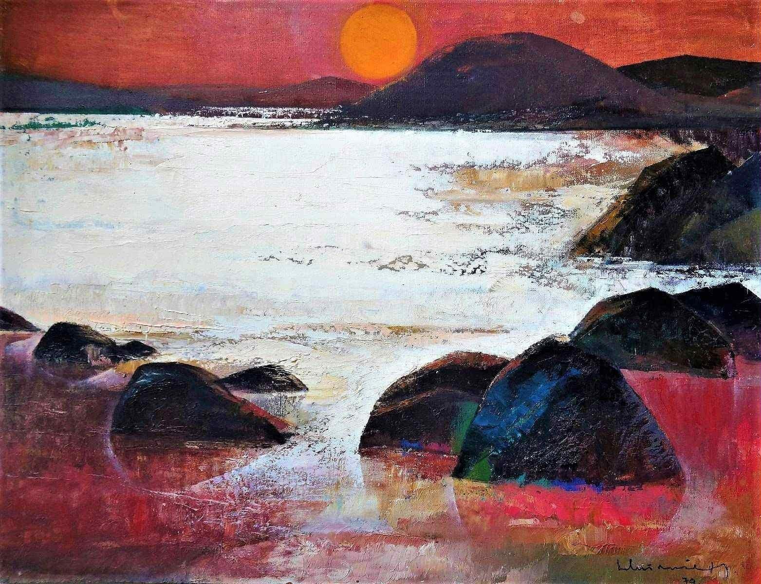 Laimdots Mūrnieks(1922-2011). Sonnenuntergang, Öl/Leinwand, 84x110 cm, 1979