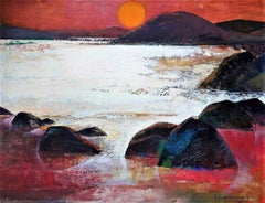 Laimdots Mūrnieks (1922-2011). Coucher de soleil, huile/toile, 84x110 cm, 1979