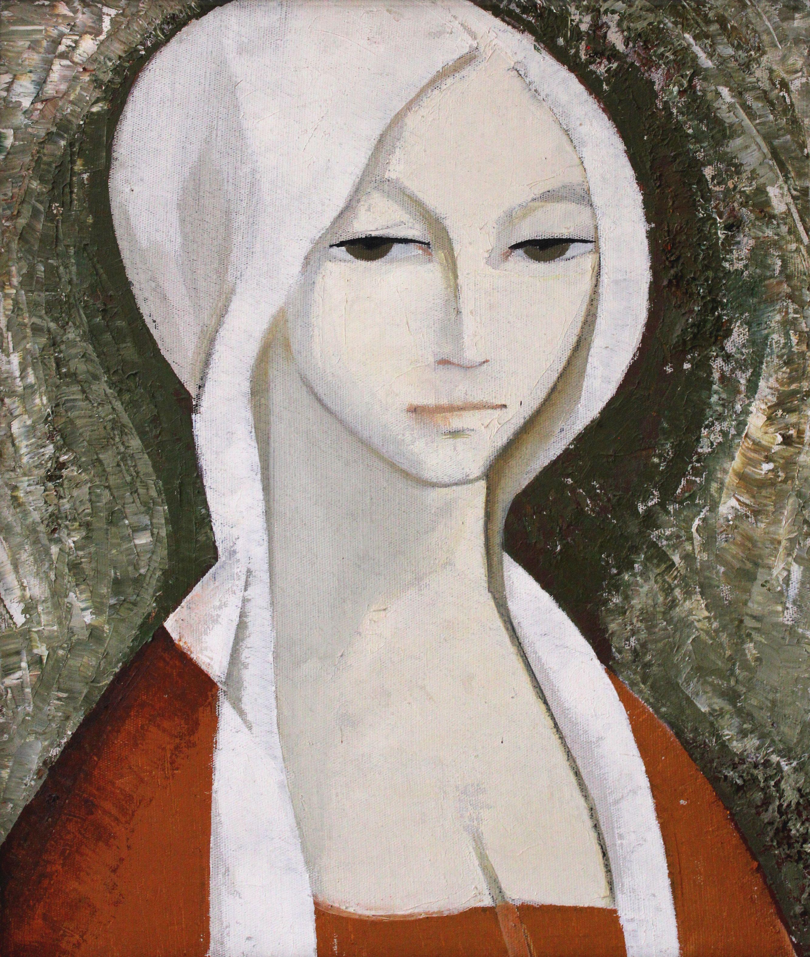 Laimdots Murnieks Figurative Painting - Madonna. Oil on canvas, 53x48 cm