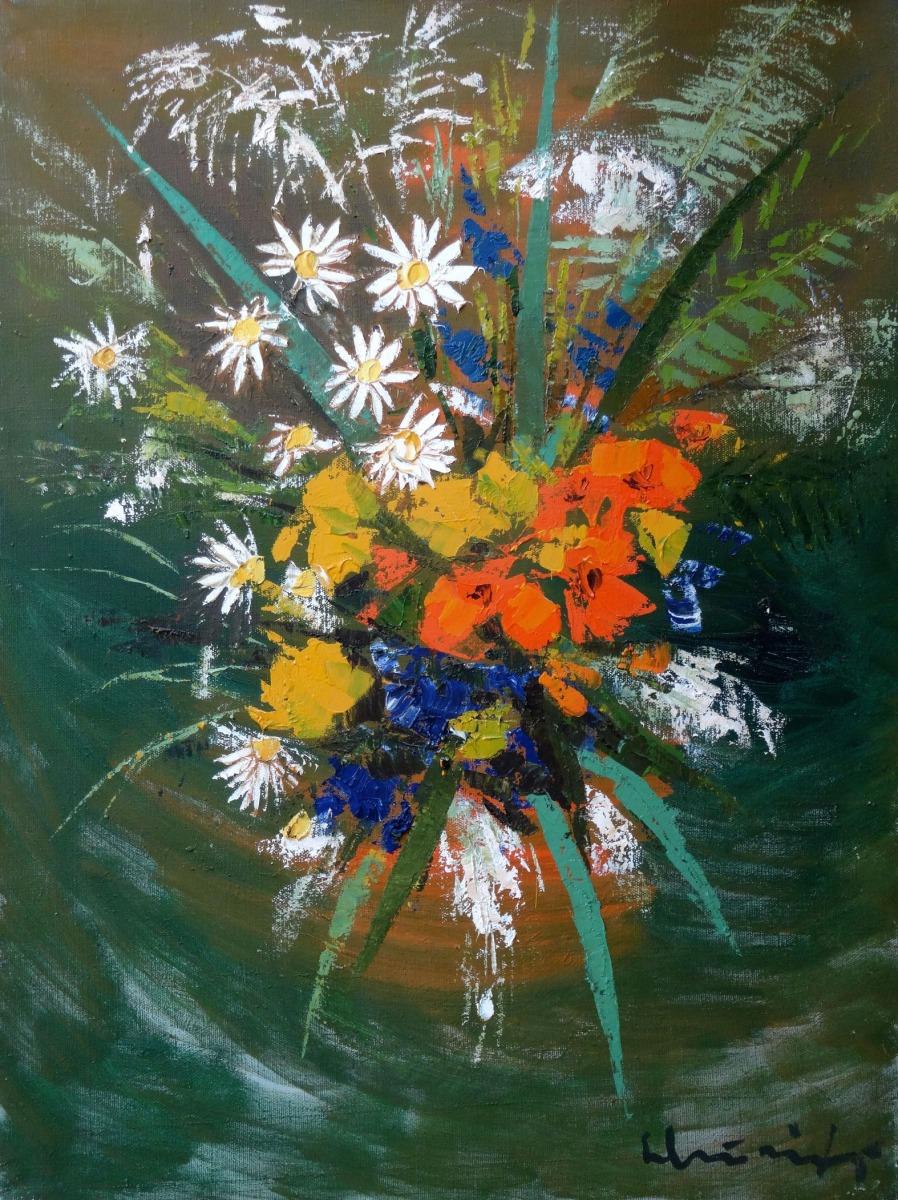 Laimdots Murnieks Still-Life Painting - Midsummer  1988. Oil on canvas, 80x60 cm