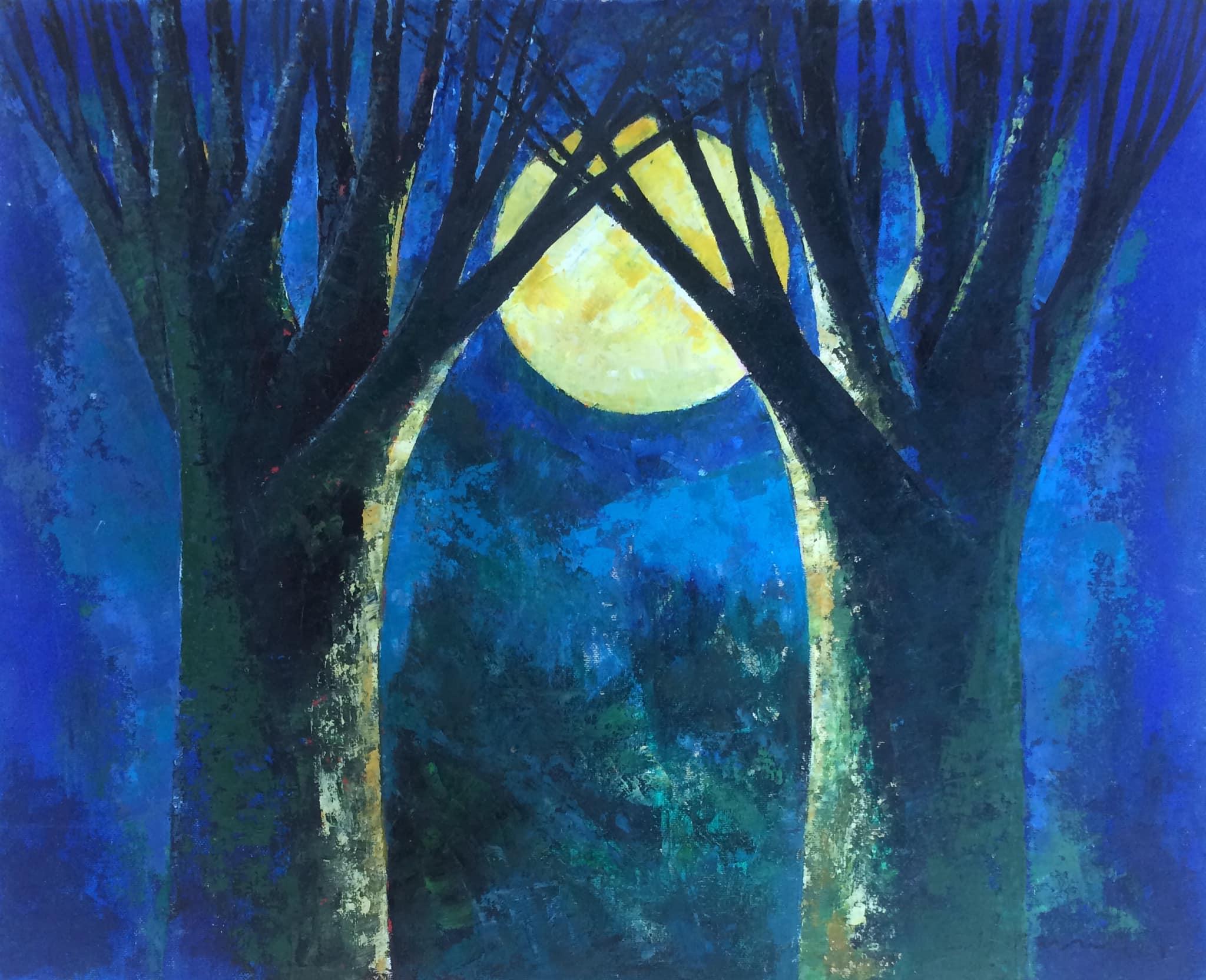Laimdots Murnieks Abstract Painting – Moonlight. 2000, Karton, Öl, 81x100 cm