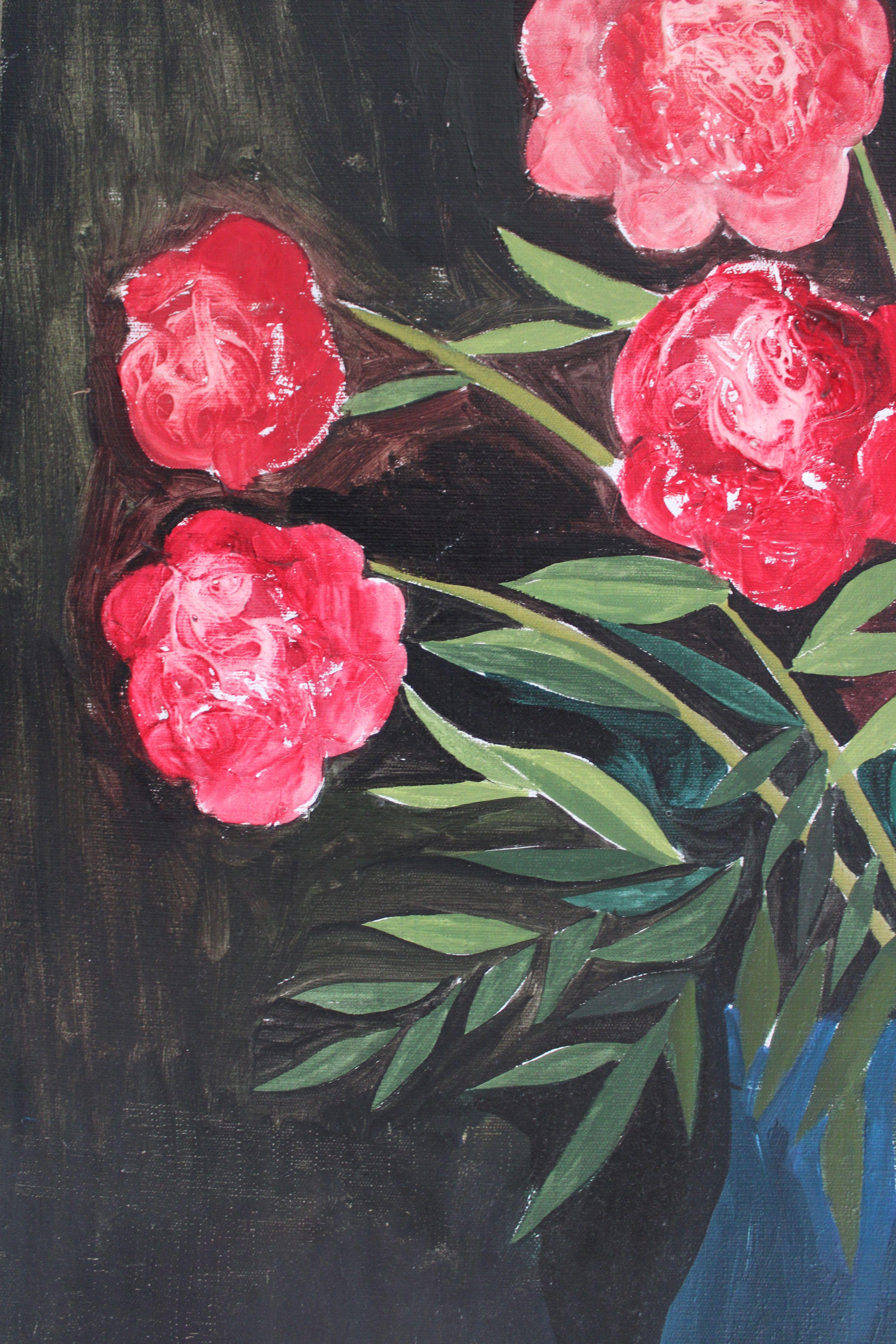 Peonies  1975. Oil on canvas, 100x92 cm For Sale 1