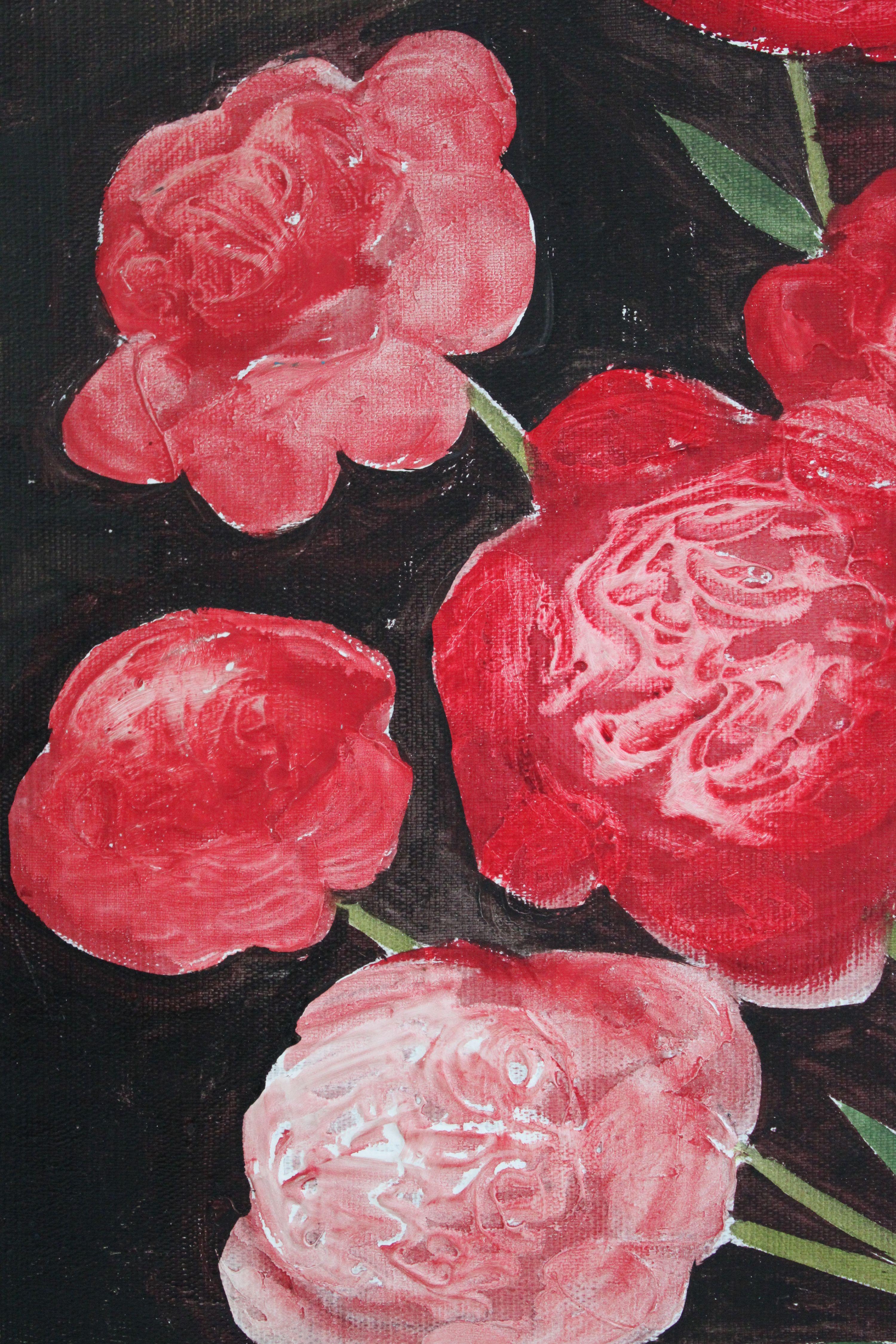 Peonies  1975. Oil on canvas, 100x92 cm For Sale 2