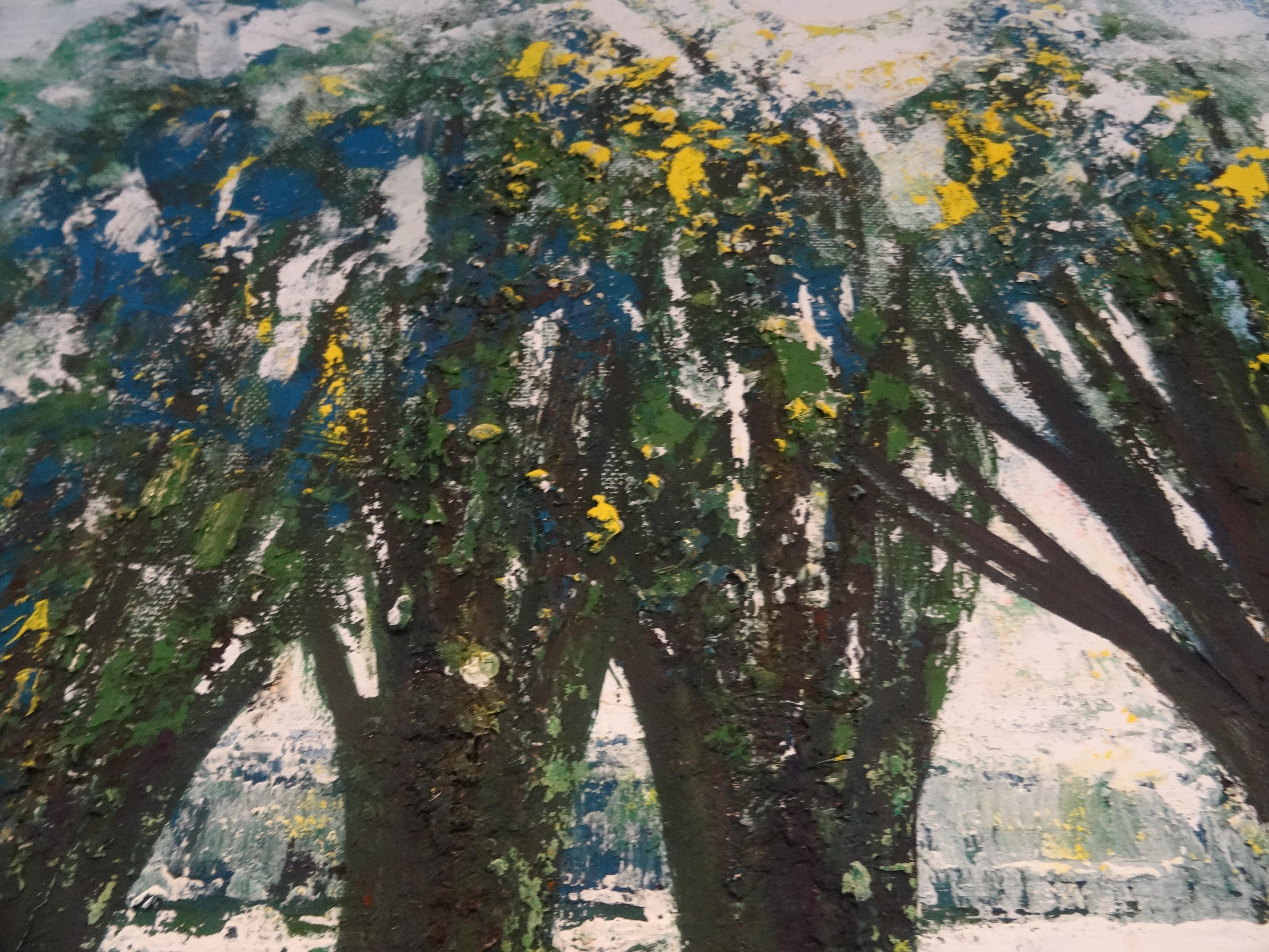 Spring. 1997, oil on cardboard, 74x85 cm - Modern Painting by Laimdots Murnieks