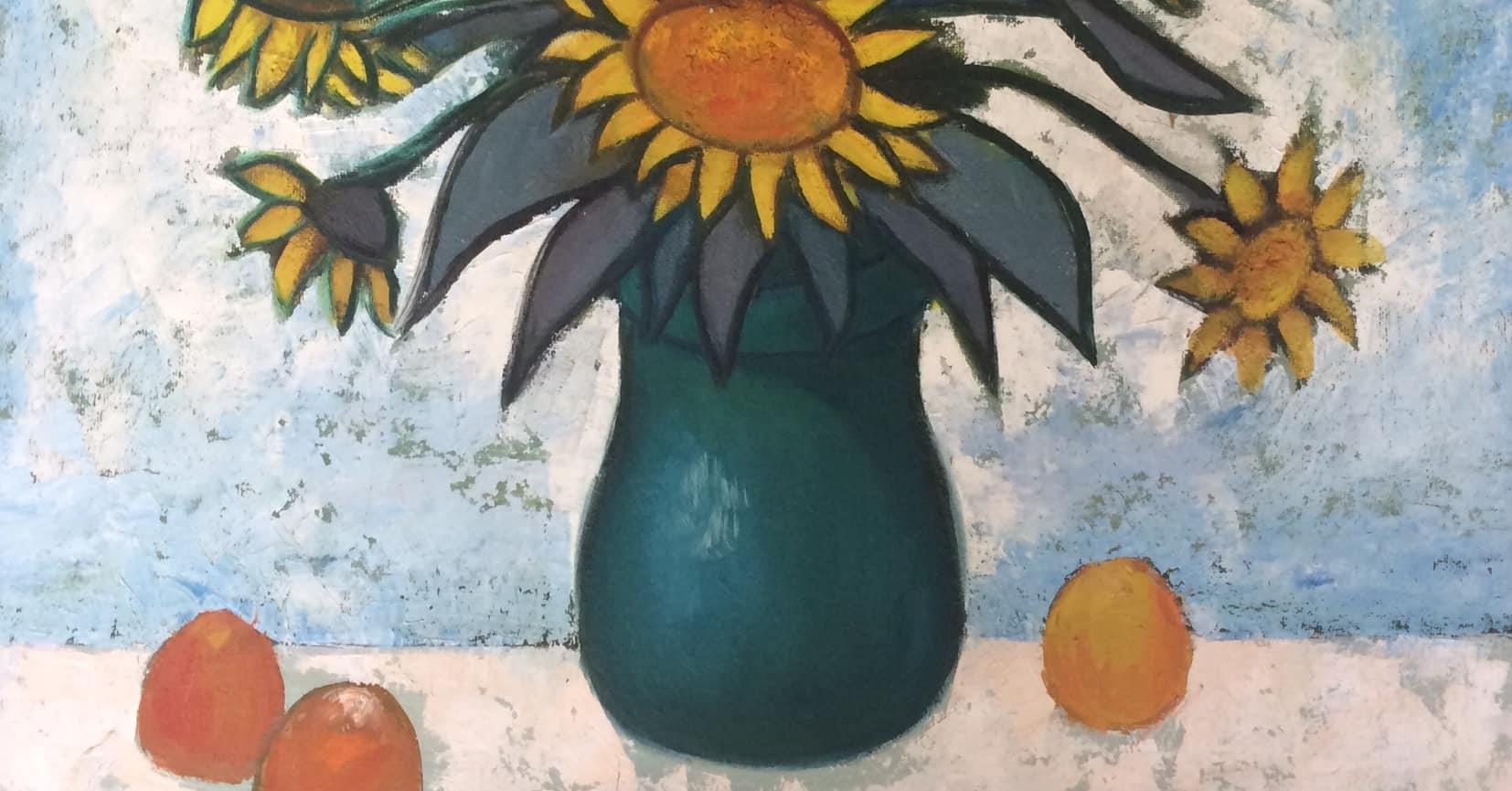Girasoli.  1999.  Olio su tela. 100x81 cm - Painting Moderno di Laimdots Murnieks