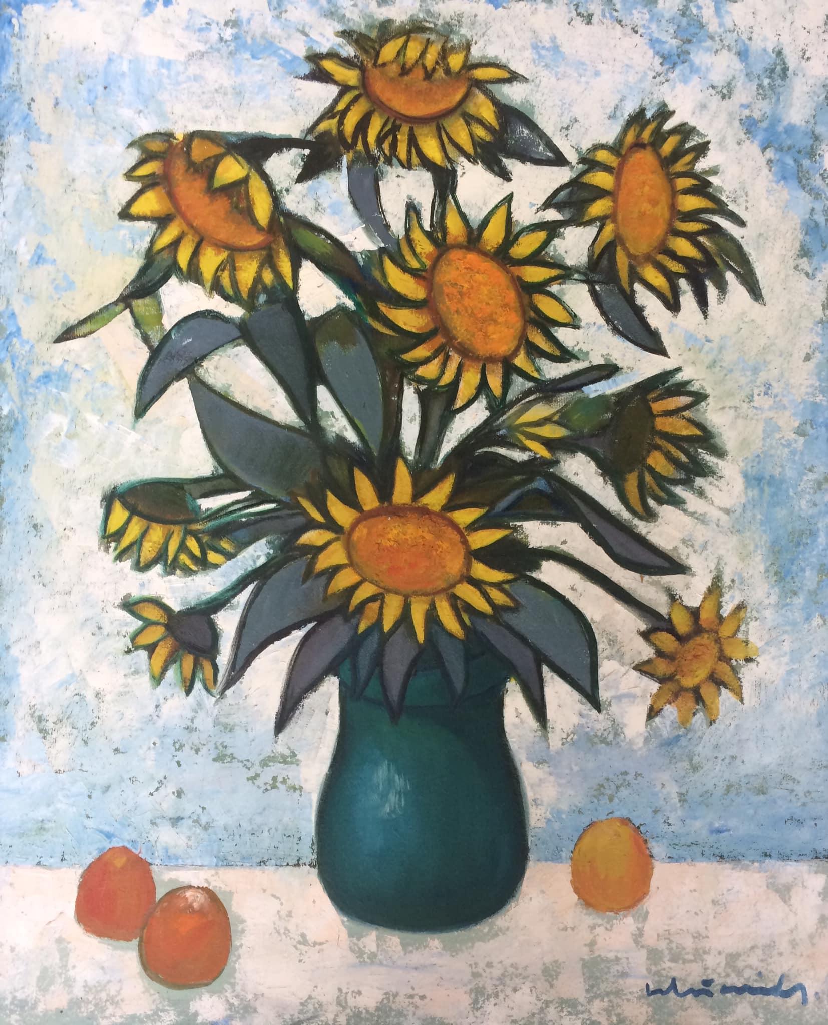 Laimdots Murnieks Interior Painting - Sunflowers.  1999.  Oil on canvas. 100x81 cm