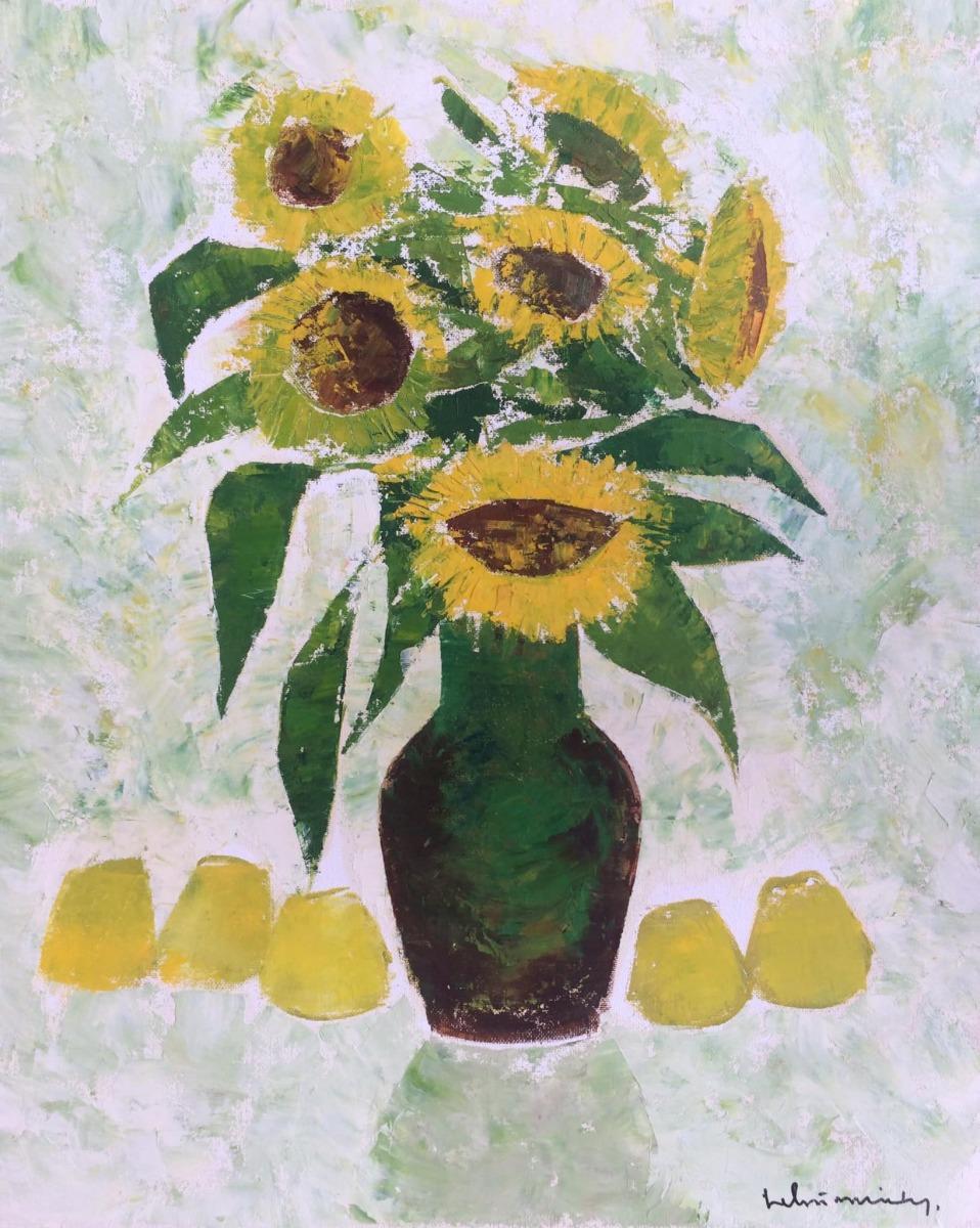 Tournesols  2003. Huile sur carton, 100 x81 cm