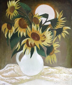 Girasoli. Cartone, olio, 87x77 cm