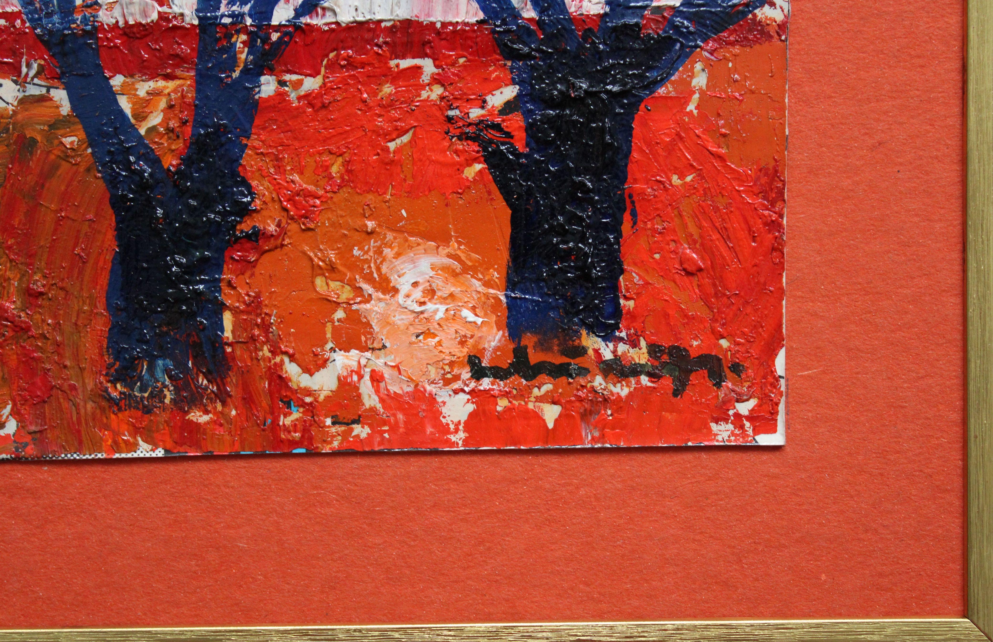 Sonnenaufgang. Pappe, Öl, 11x16 cm (Moderne), Painting, von Laimdots Murnieks