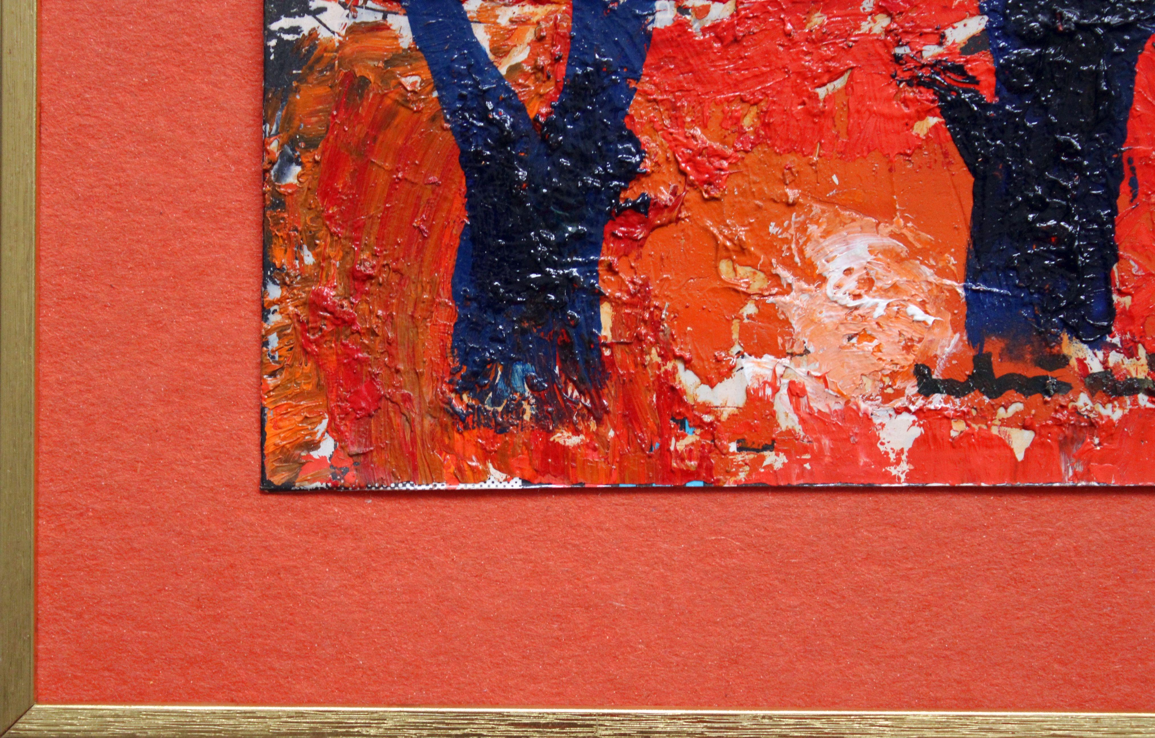 Sonnenaufgang. Pappe, Öl, 11x16 cm im Angebot 1