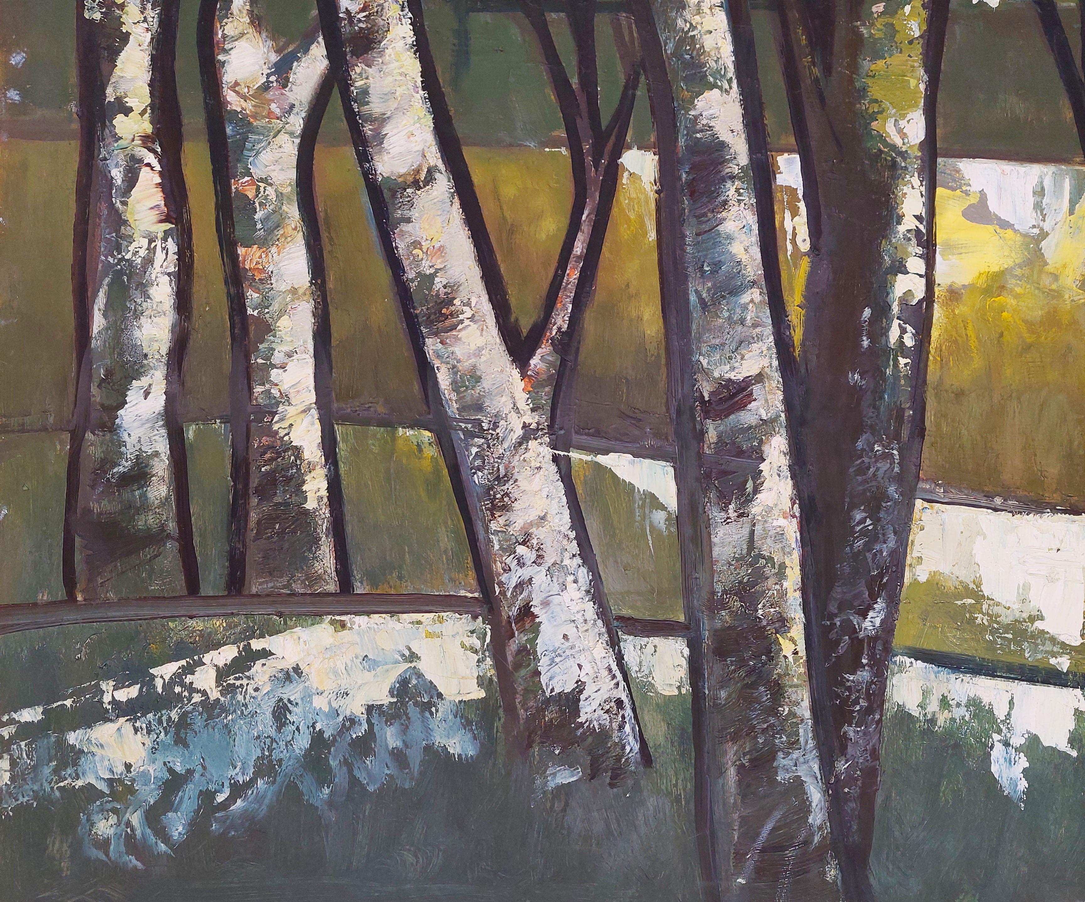 Wind Gesten. 1991. Öl auf Karton. 91,5 x85 cm (Schwarz), Landscape Painting, von Laimdots Murnieks
