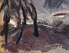 La ciudad en invierno. 1963. Cartón, óleo. 26 x 41 cm.