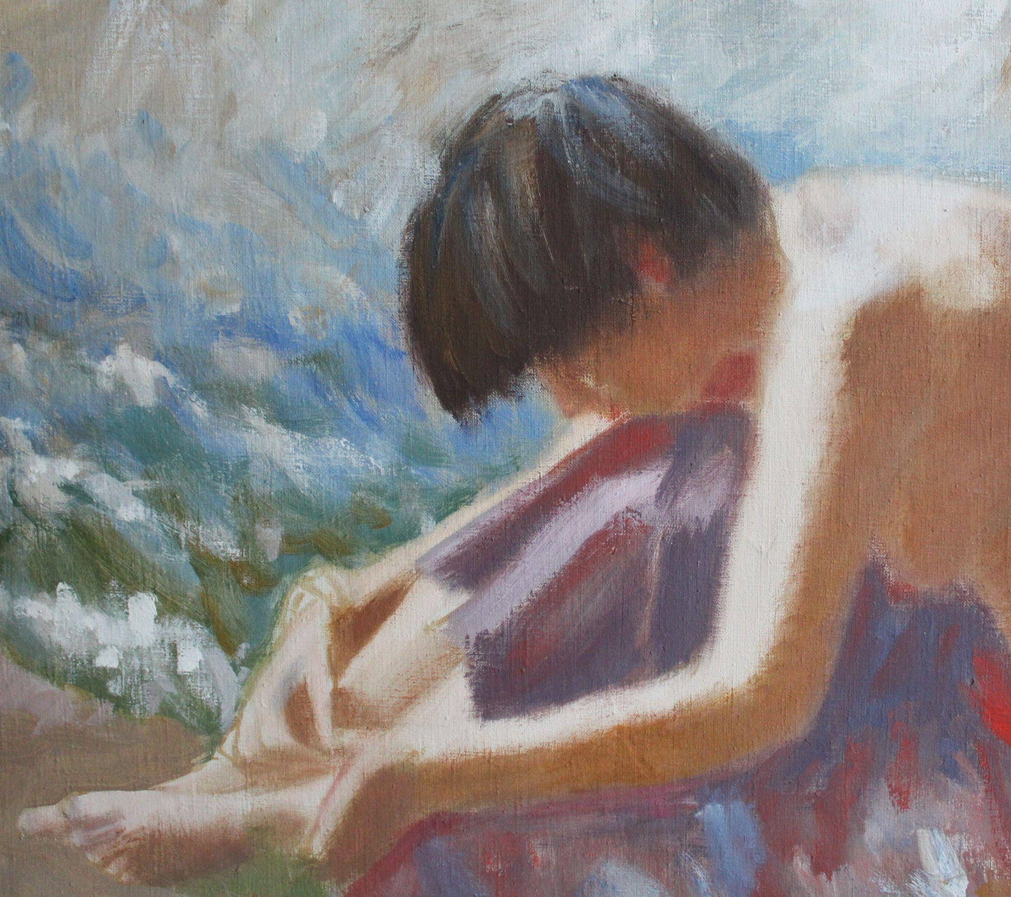 Mädchen und das Meer (Impressionismus), Painting, von  Laimonis Bubieris
