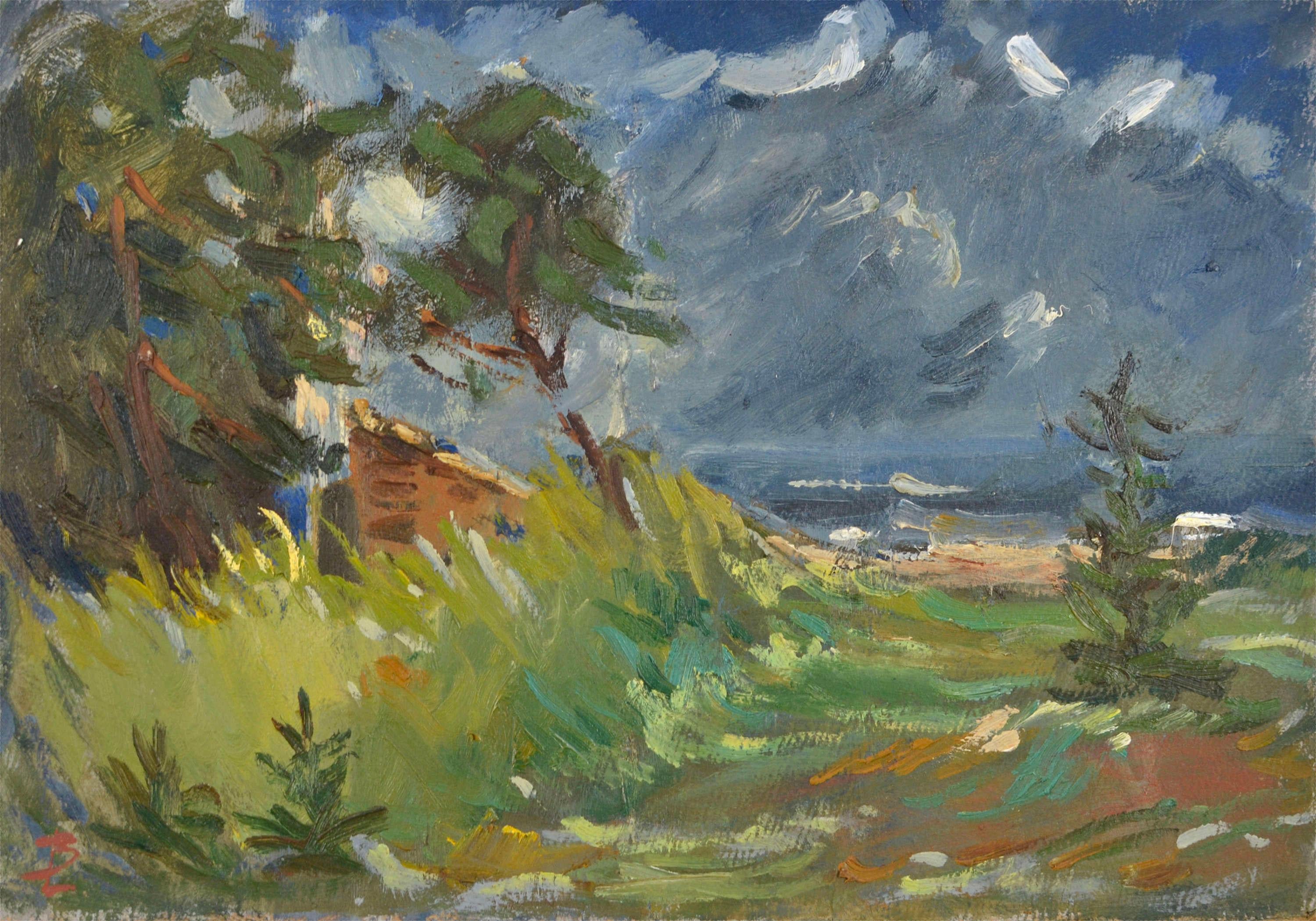  Laimonis Bubieris Landscape Painting - In the dunes by the sea. Late 20th century. Cardboard, oil. 35x49 cm
