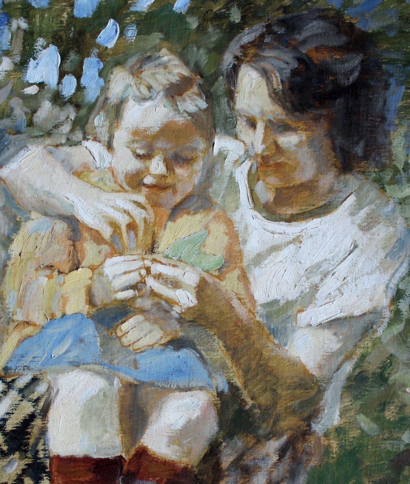Mère et enfant - Painting de  Laimonis Bubieris