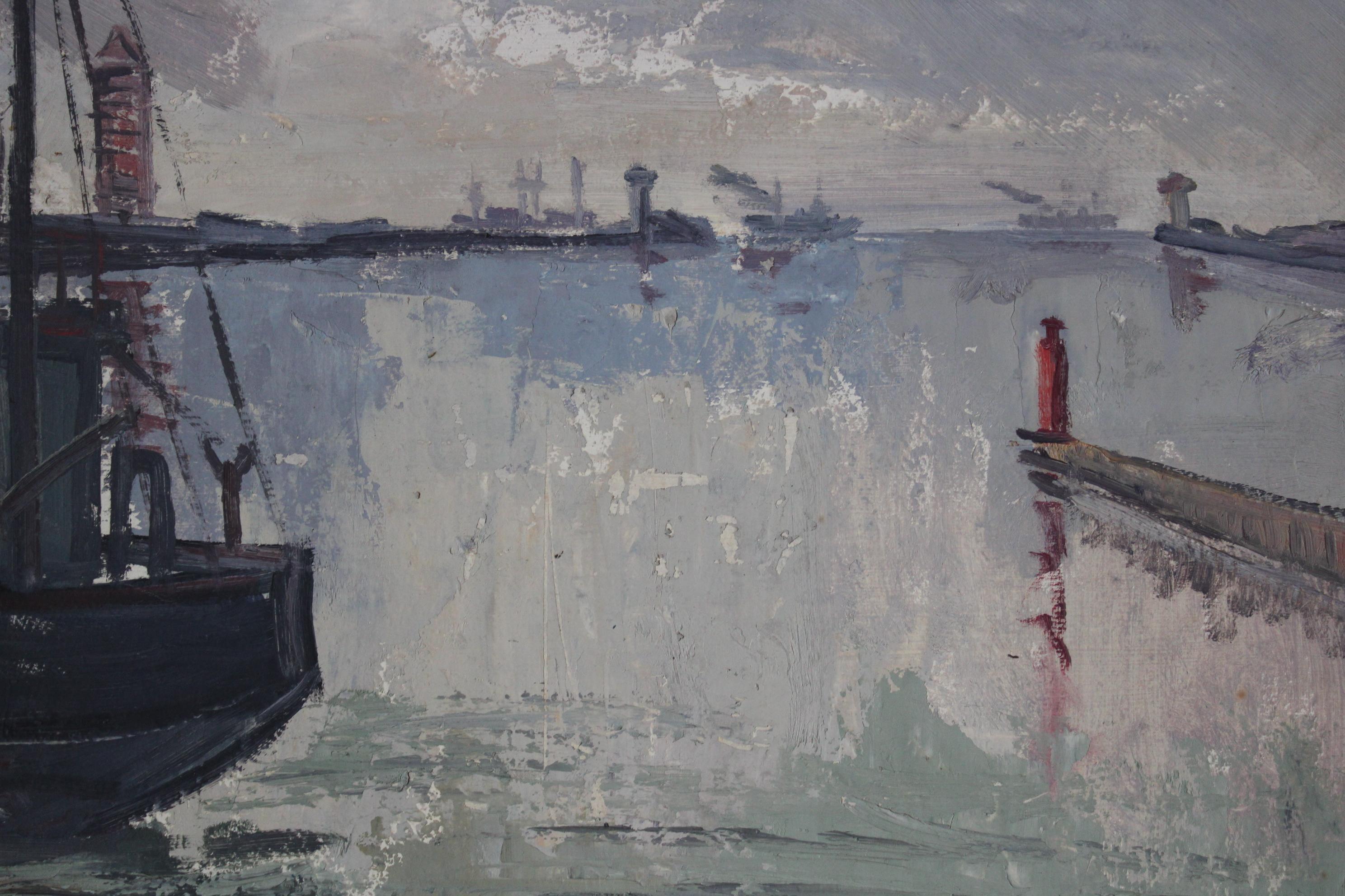 Hafen (Grau), Landscape Painting, von  Laimonis Bubieris
