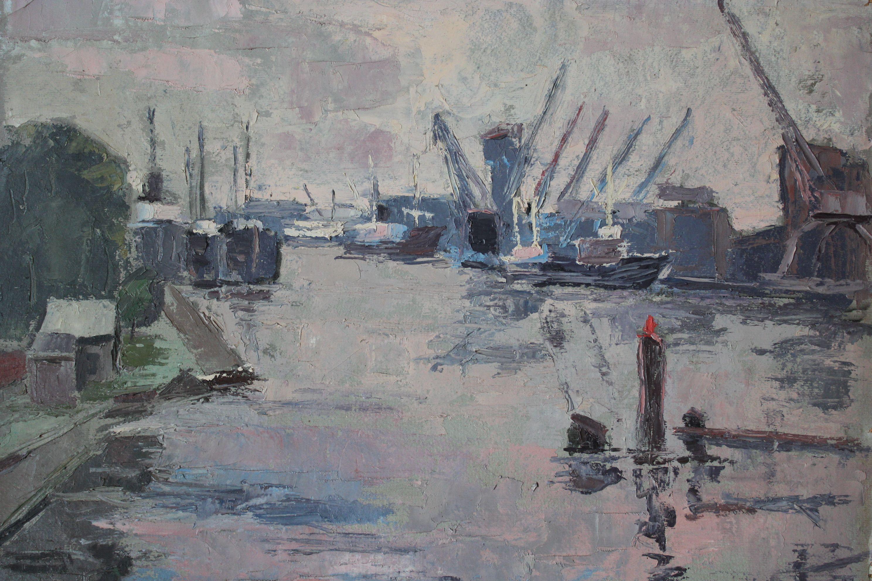 Puerto de Ventspils - Painting Impresionista de  Laimonis Bubieris