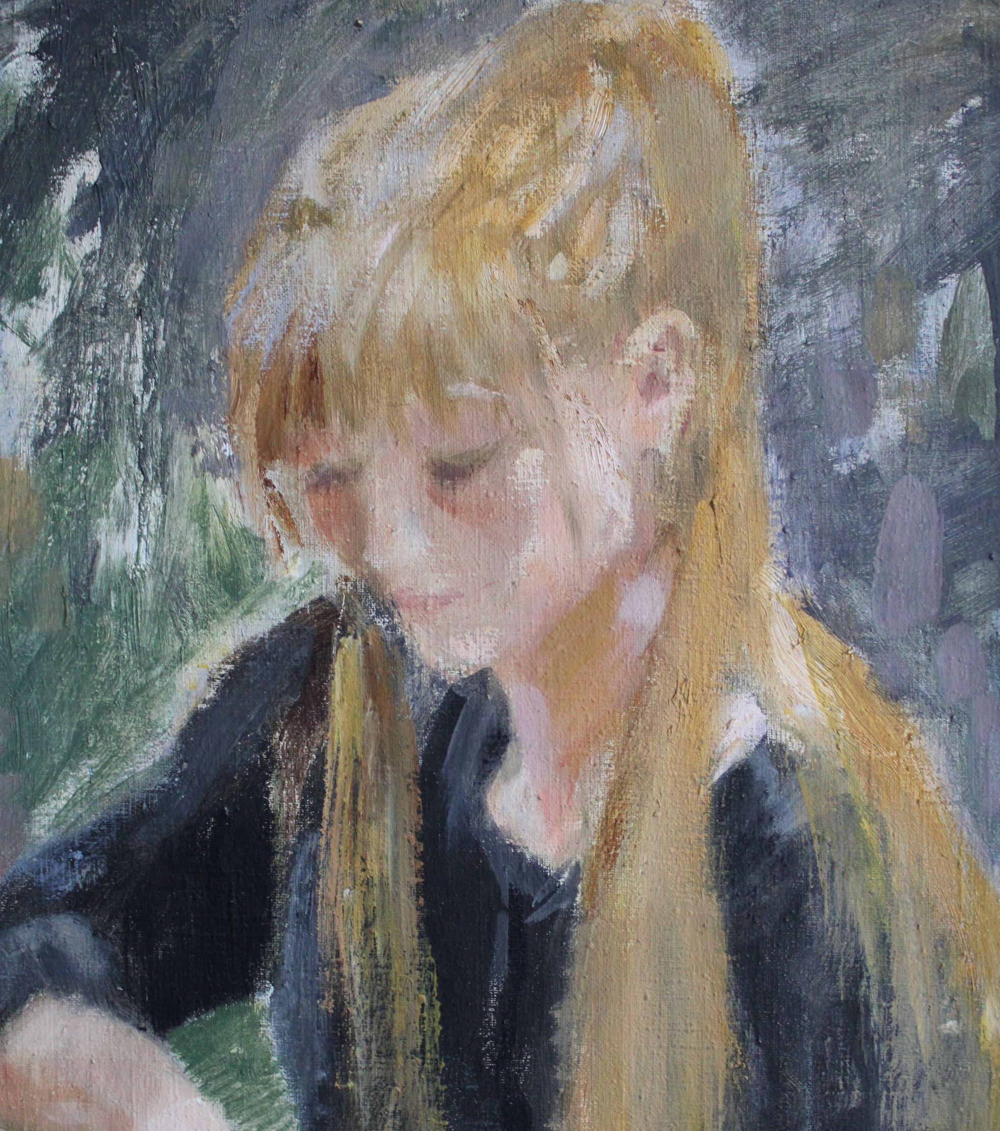 Rita - Gris Portrait Painting par  Laimonis Bubieris