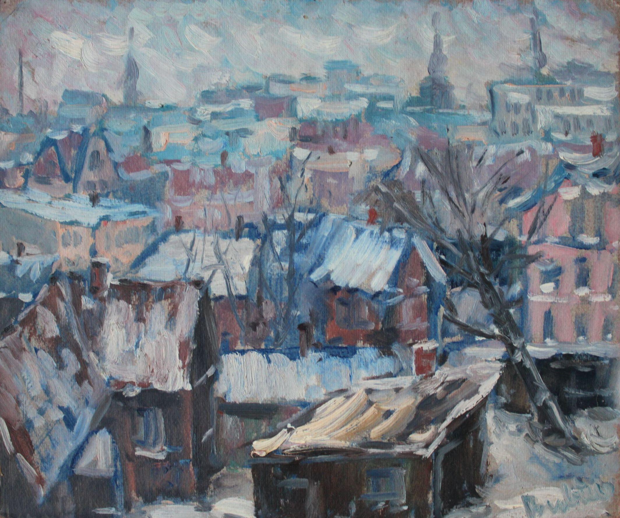Landscape Painting de  Laimonis Bubieris - Tejados de la ciudad