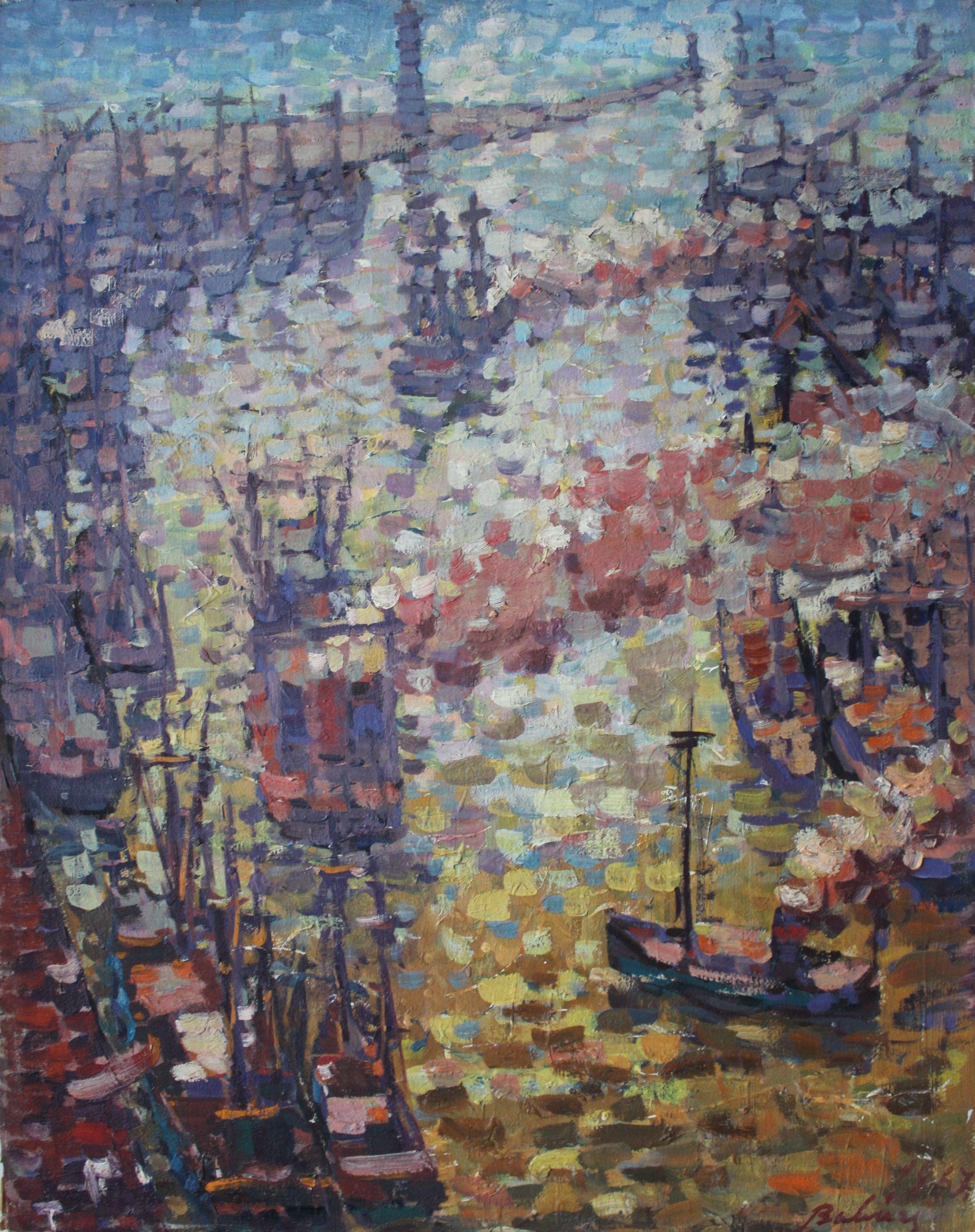 Sole nel porto - Painting di  Laimonis Bubieris