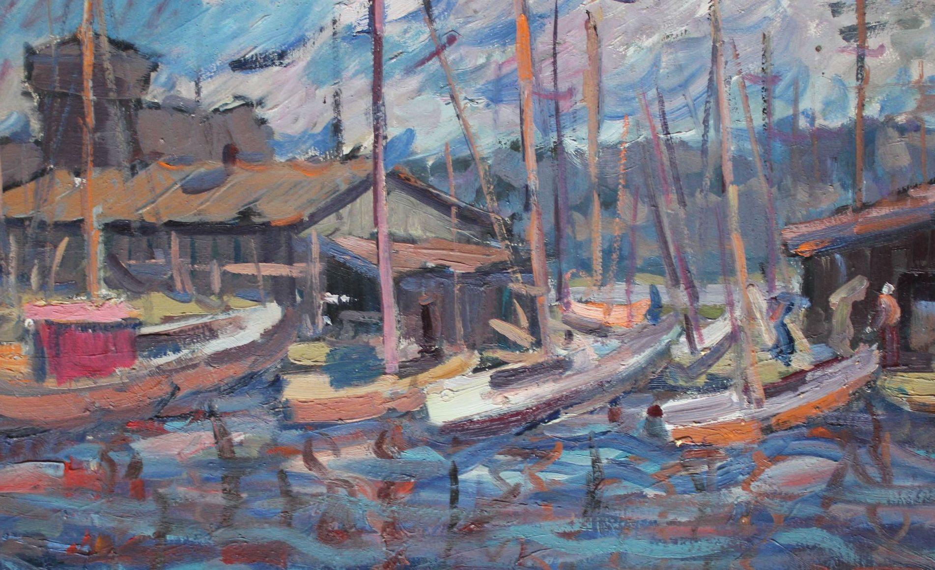 Yachts - Painting Impressionismo di  Laimonis Bubieris
