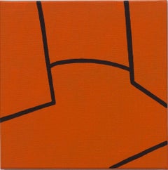 orange super-secret niche - abstract orange minimalist painting with black lines