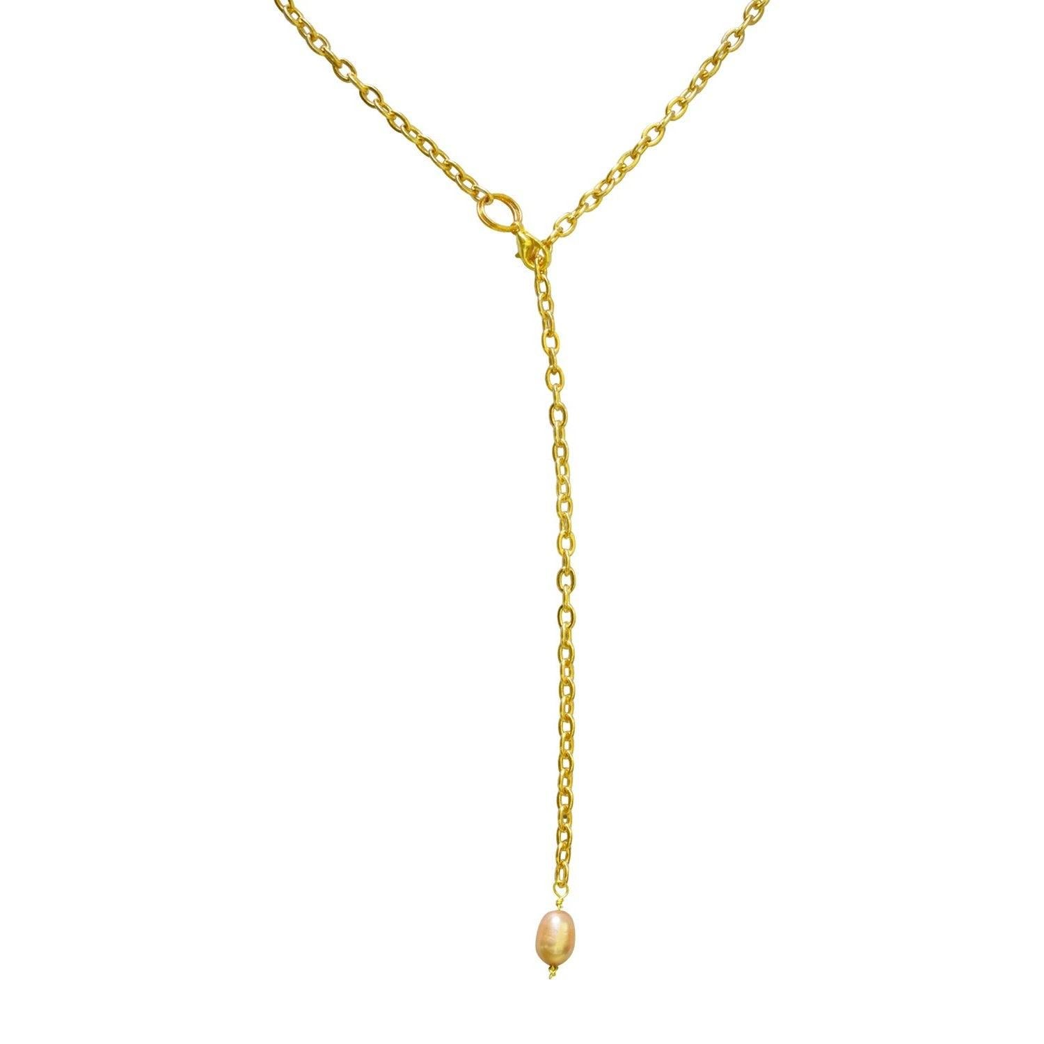 The Pearl Lairat Necklace from our collection of designer jewelry will make you feel like royalty. This necklace features a delicate chain with a natural pink pearl that drapes beautifully around your neckline.

Designed to be flexible to suit you,