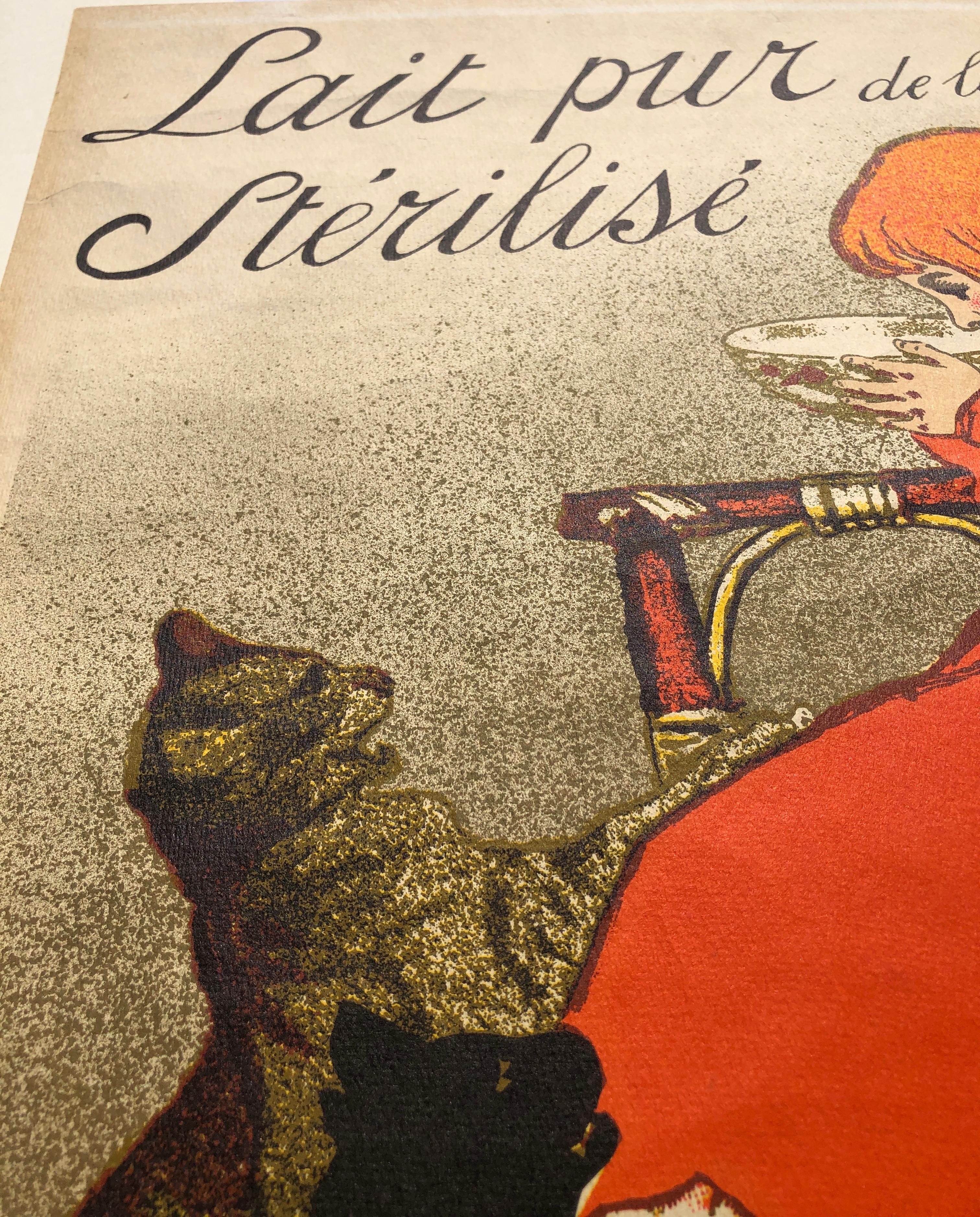 French Lait Pur Sterilise  - Vintage Art Nouveau Lithograph Poster by T.A. Steinlen For Sale