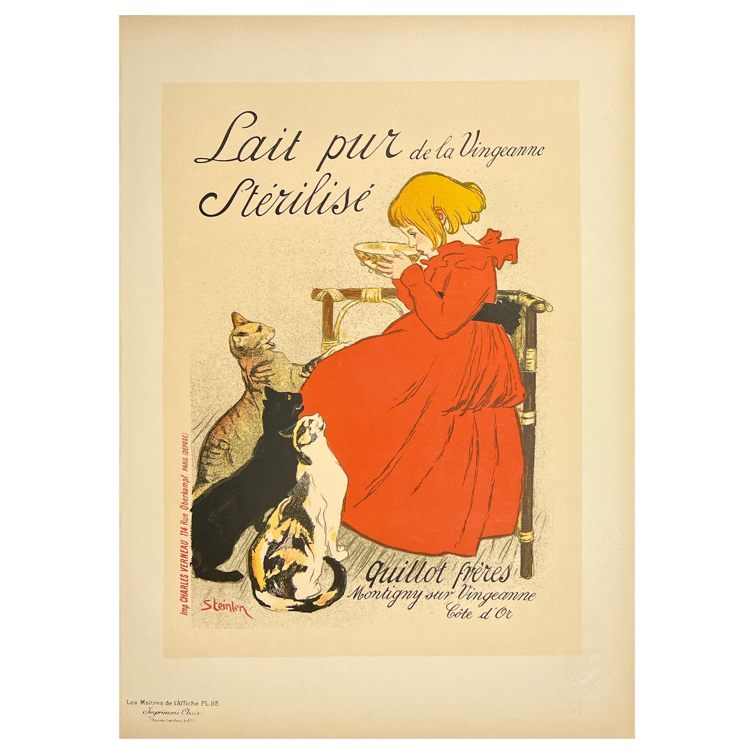 LAIT PUR STÉRILISÉ Maitres de l'Affiche Original Vintage Poster STEINLEN Pl. 95