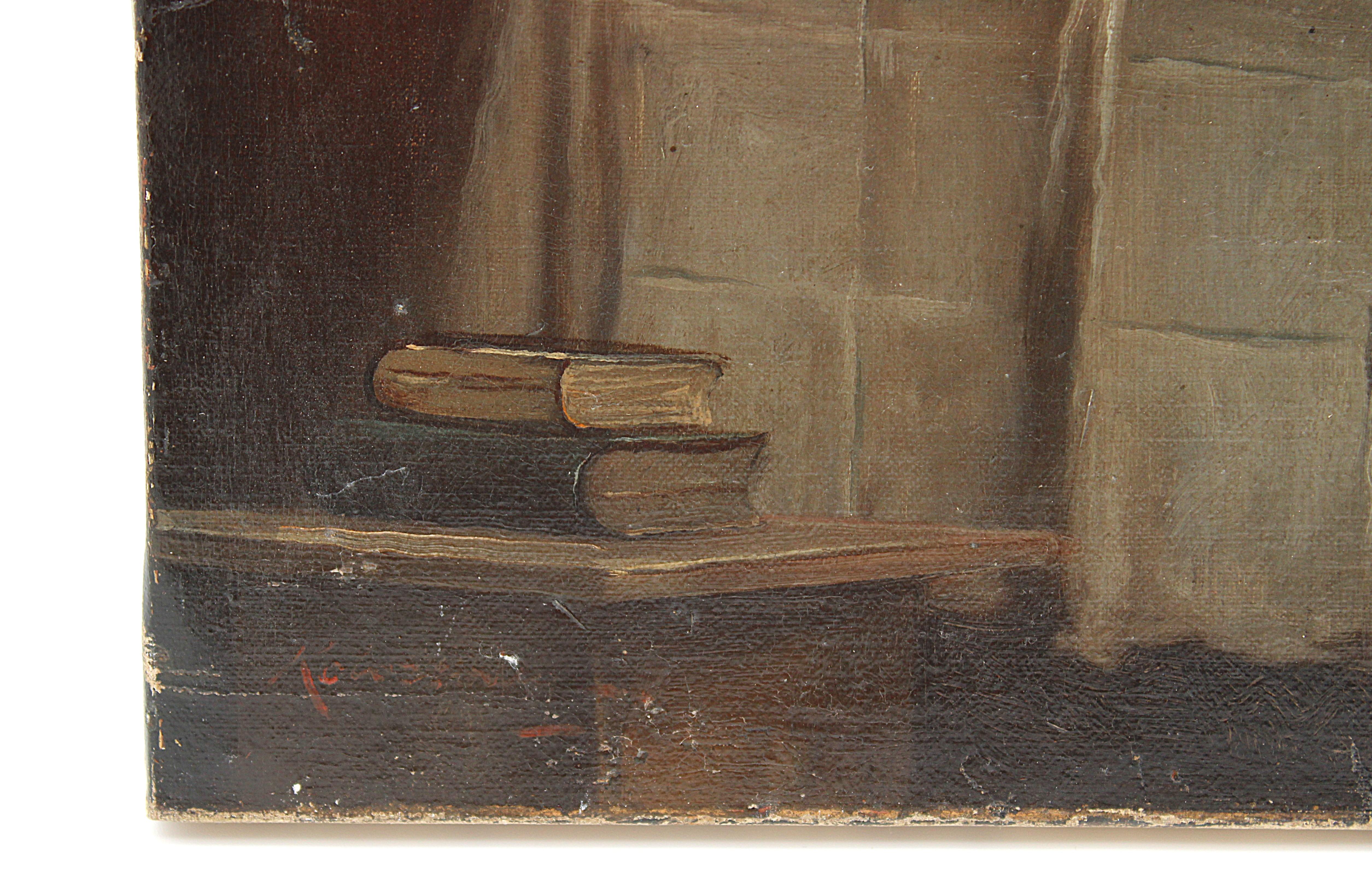 Lajos Kolozsvary, Rabbinical Discussion, Oil on Canvas (Ungarisch) im Angebot