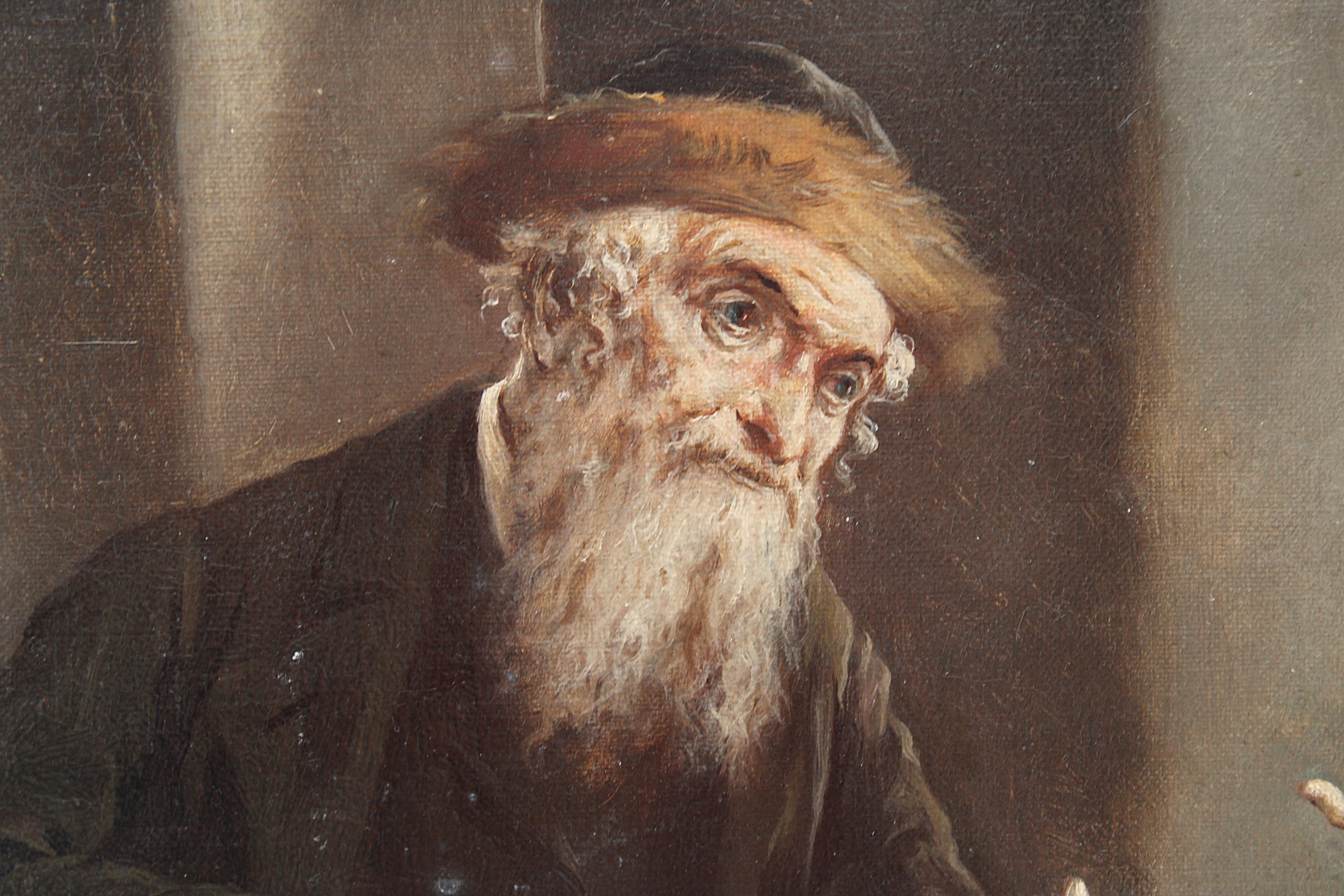 Lajos Kolozsvary, Rabbinical Discussion, Oil on Canvas (20. Jahrhundert) im Angebot