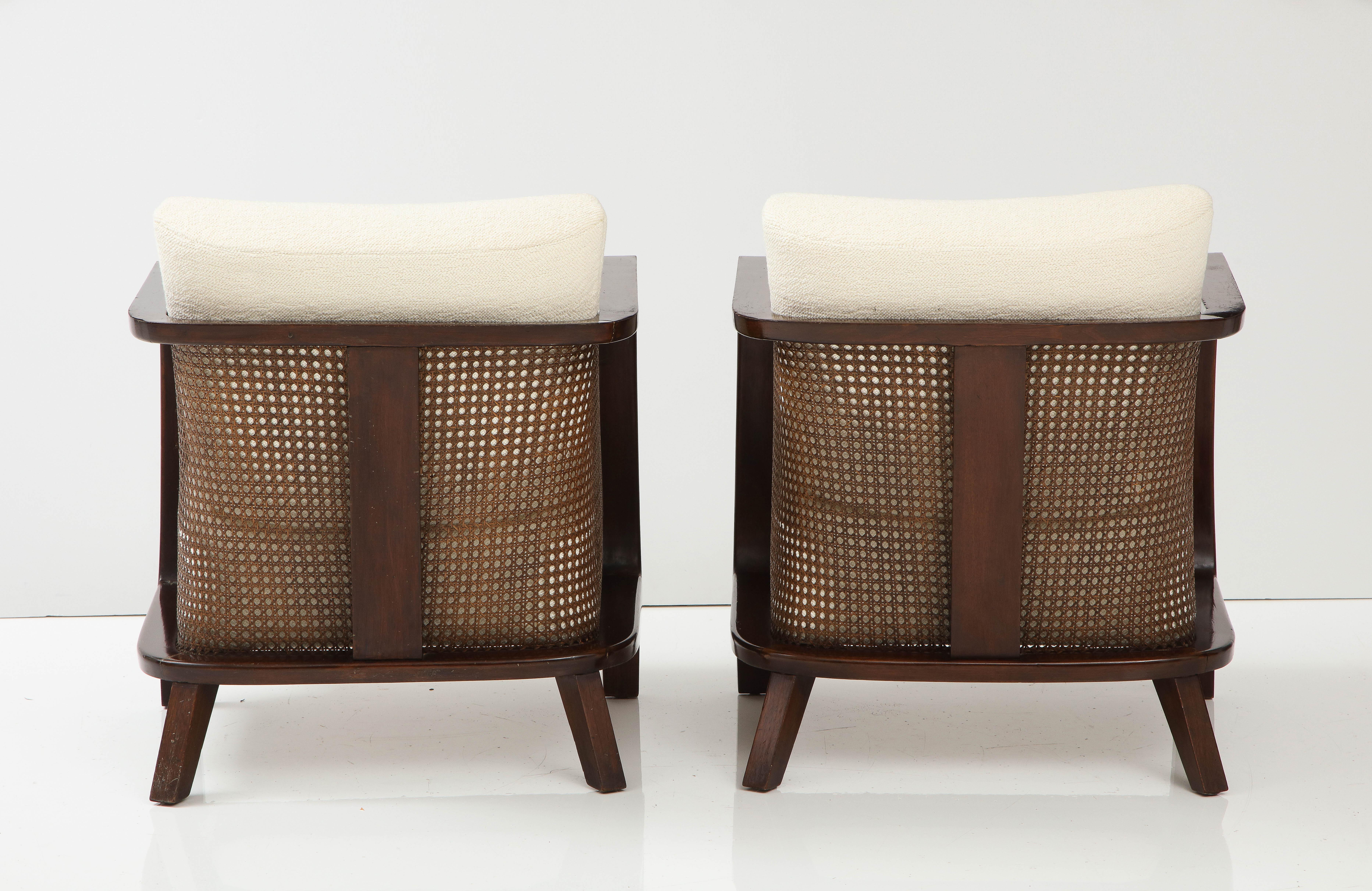 Lajos Kozma Pair of Walnut and Caned Lounge Chairs, Austria, 1930's  4