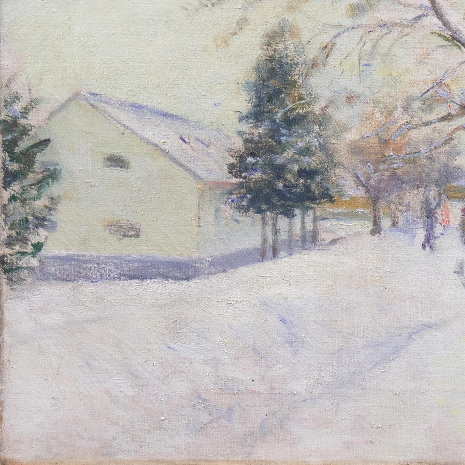 'Winter, Hungary', Paris, Salon d' Automne, Légion d'Honneur, Académie Julian - Impressionist Painting by Lajos Kunffy