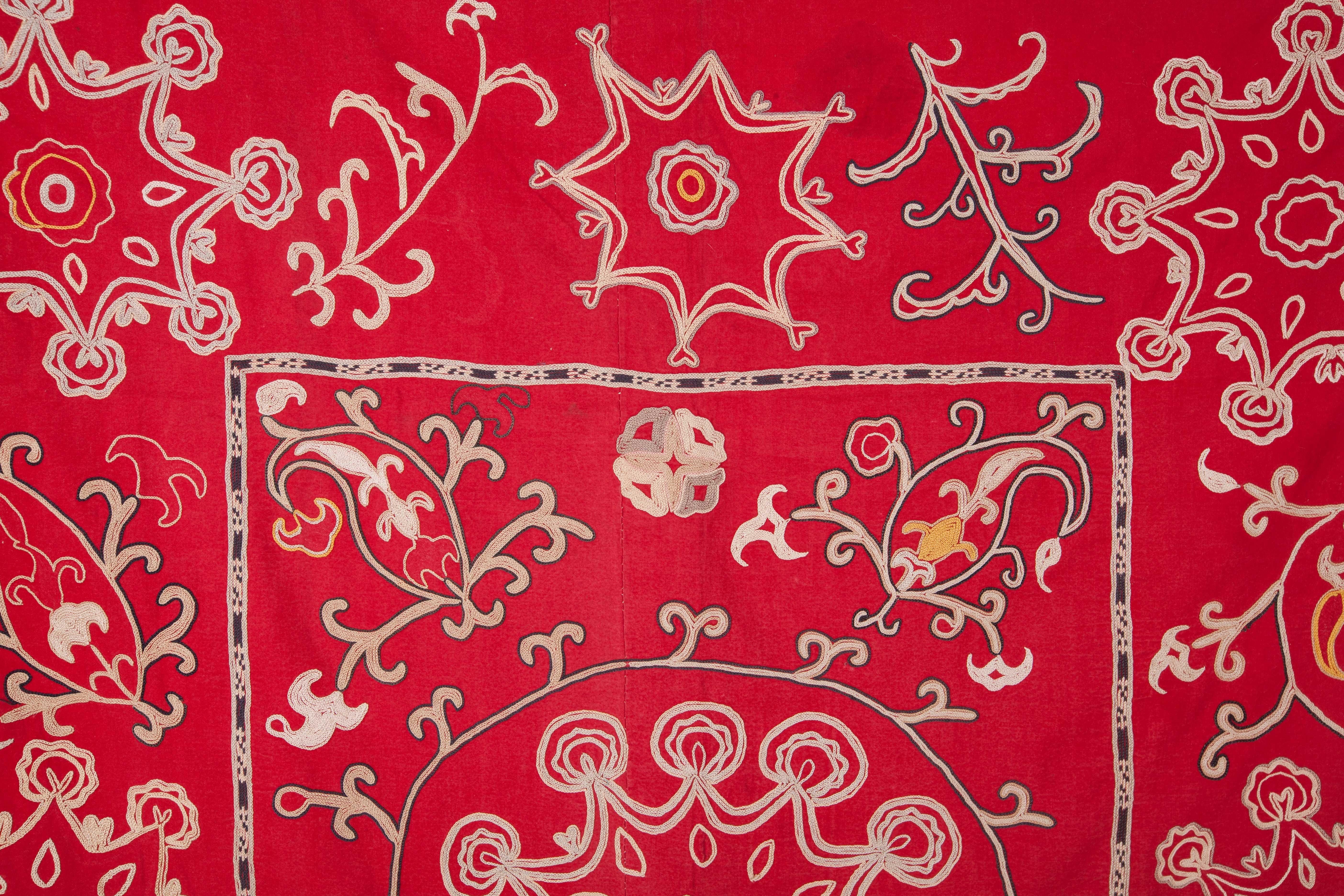 Embroidered Lakai Suzani from Uzbekistan, Central Asia, Early 20th Century For Sale