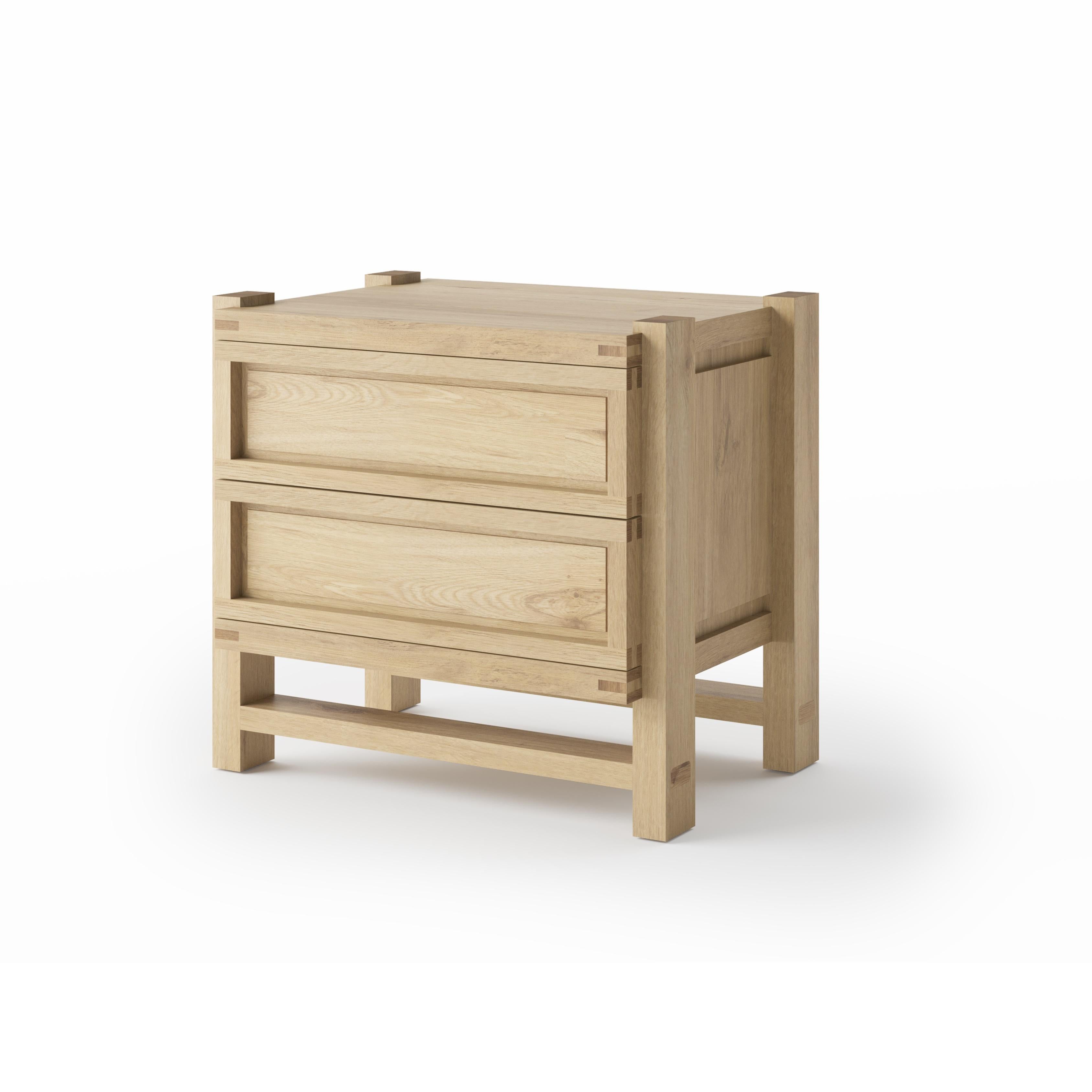 Our Lake Collection combines iconic mid-century French design with Californian influences. Our enduring design is now offered as a bedside table. Crafted to highlight the beauty of natural materials, the Lake Bedside Table's exposed joinery pairs