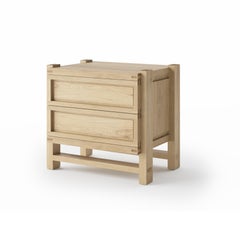 Lake Bedside Table, 2 Drawers, in Natural White Oak, by August Abode