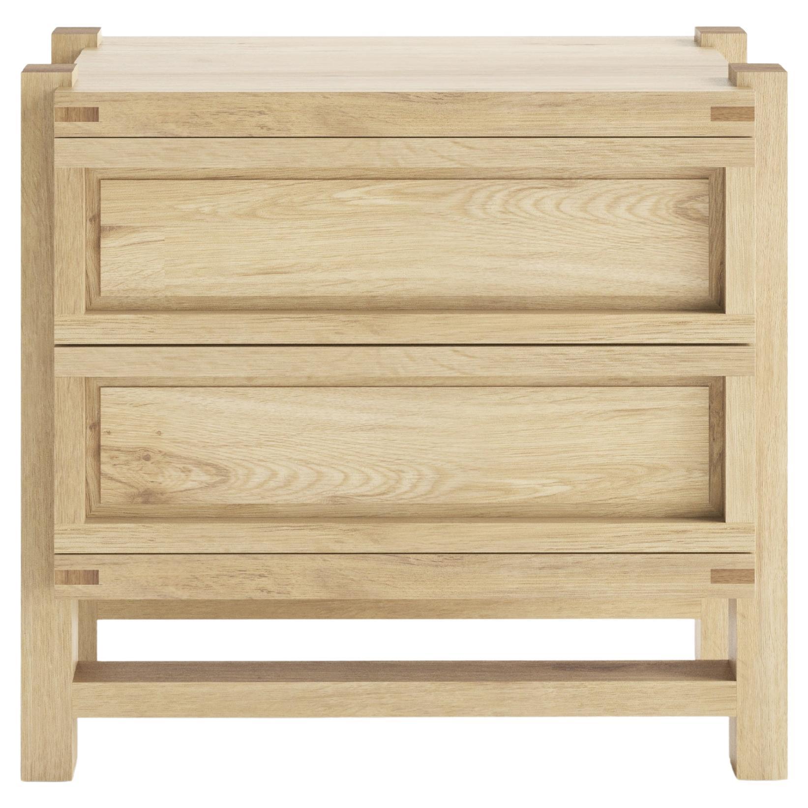 Lake Bedside Table, 2 Drawers, in Natural White Oak, by August Abode