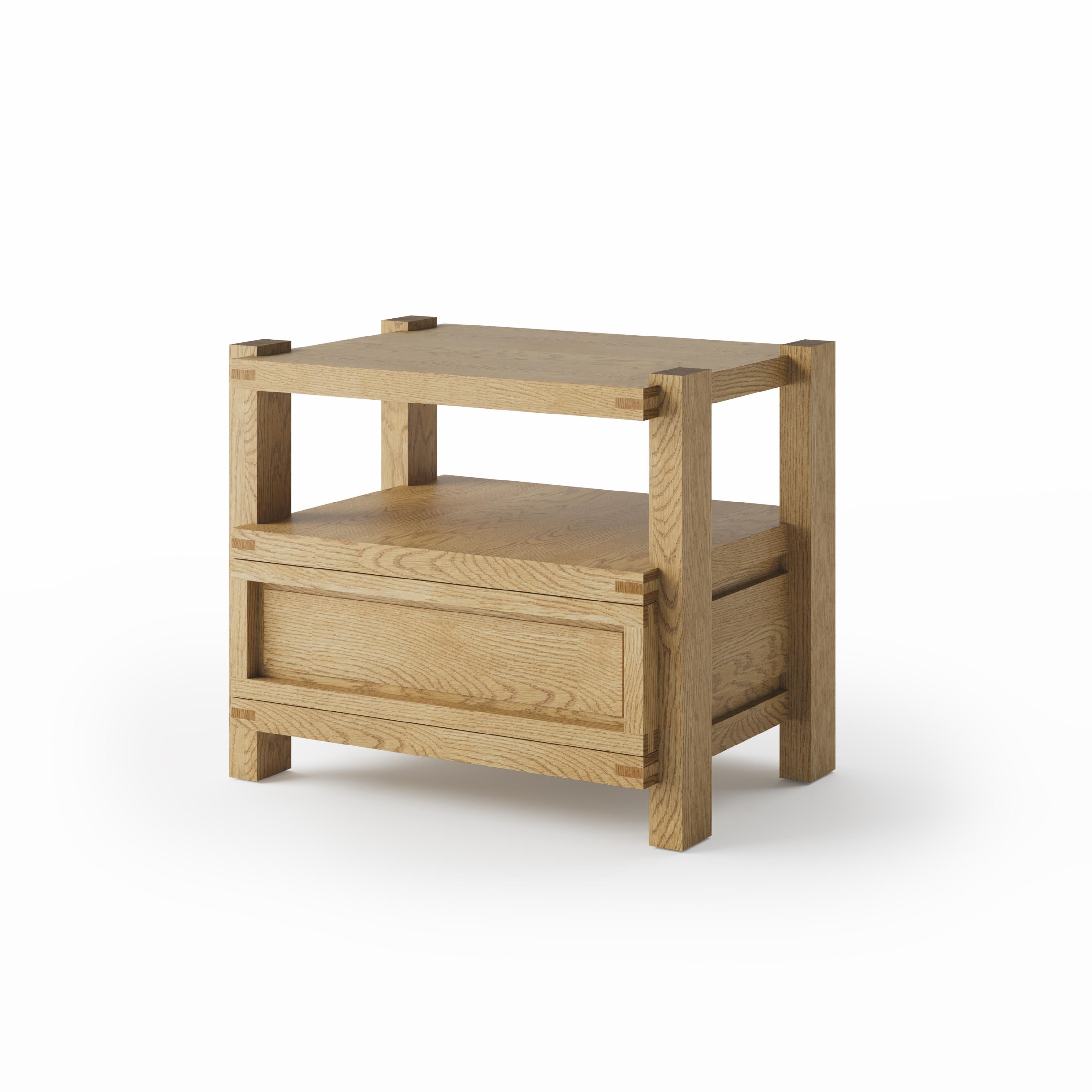 Our Lake Collection combines iconic mid-century French design with Californian influences. Our enduring design is now offered as a bedside table. Crafted to highlight the beauty of natural materials, the Lake Bedside Table's exposed joinery pairs