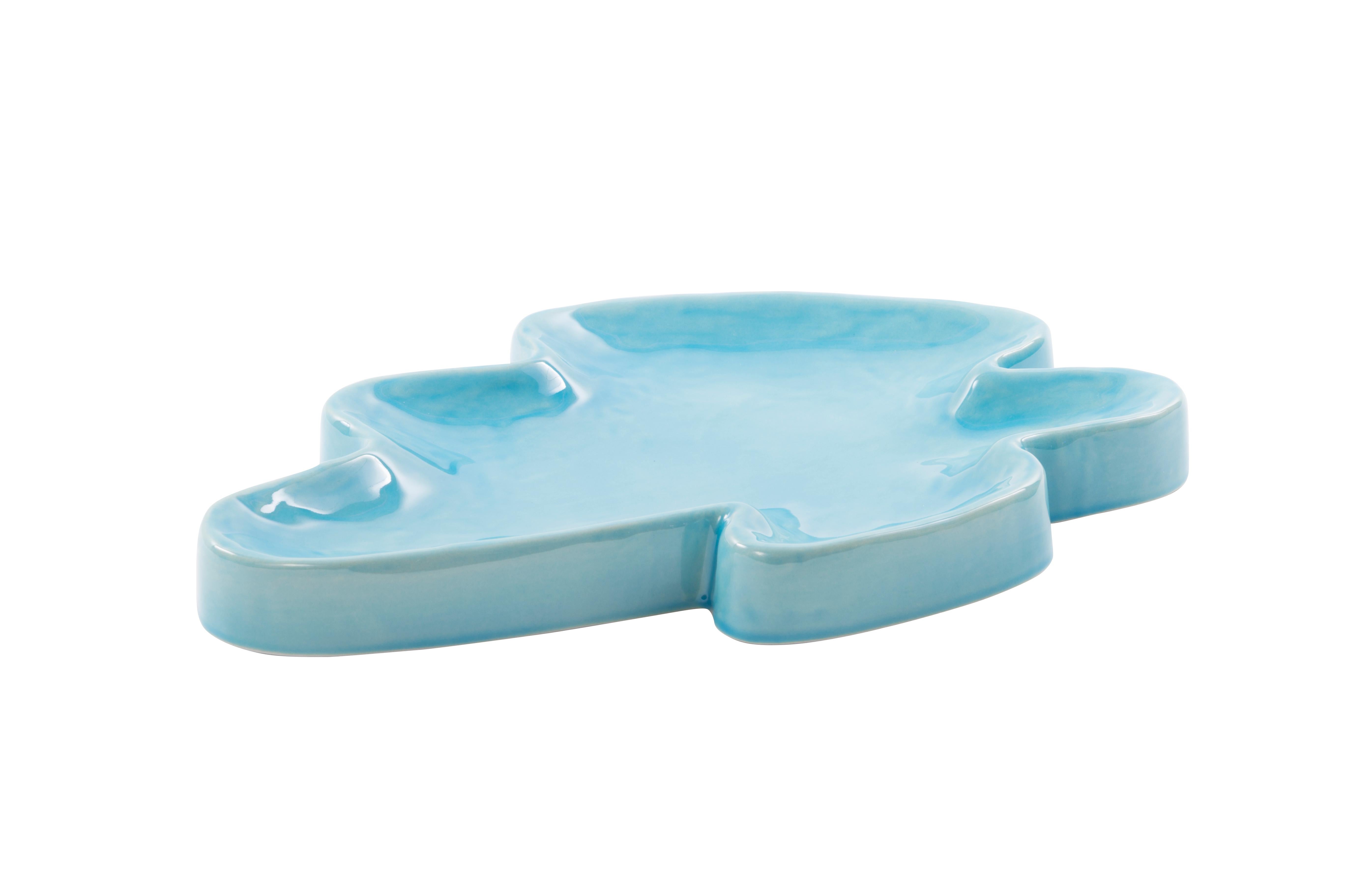 Post-Modern Lake Big Cobalt Tray by Pulpo For Sale