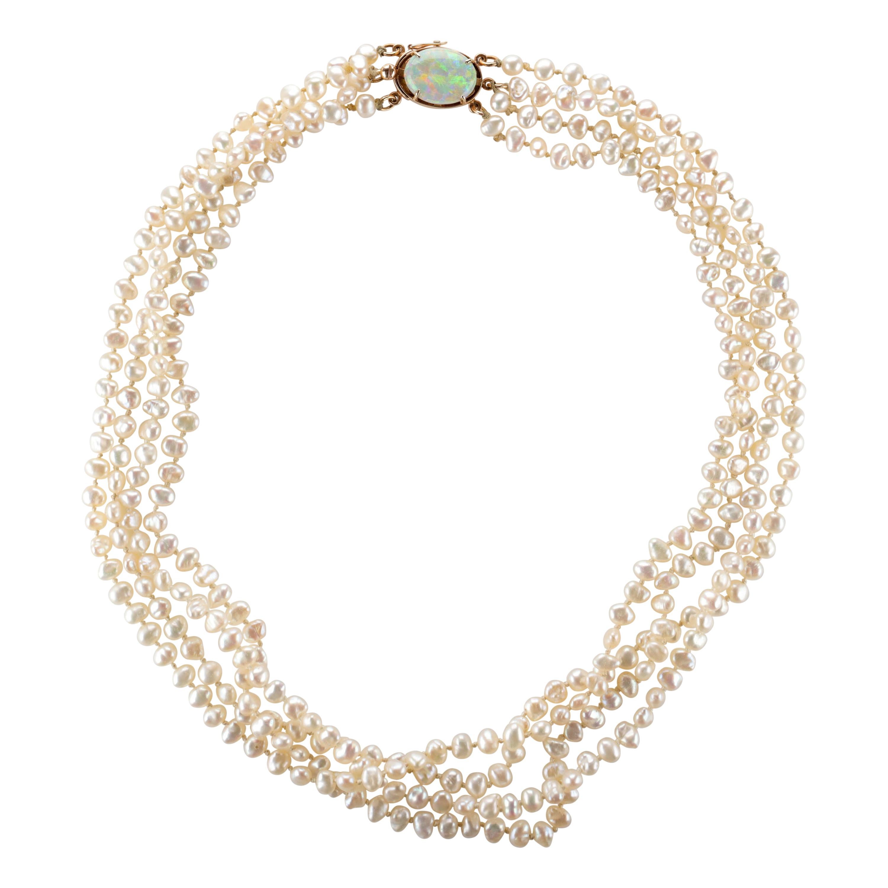 Gump's Pearl and Opal Necklace Features Rare & Authentic Biwa Pearls