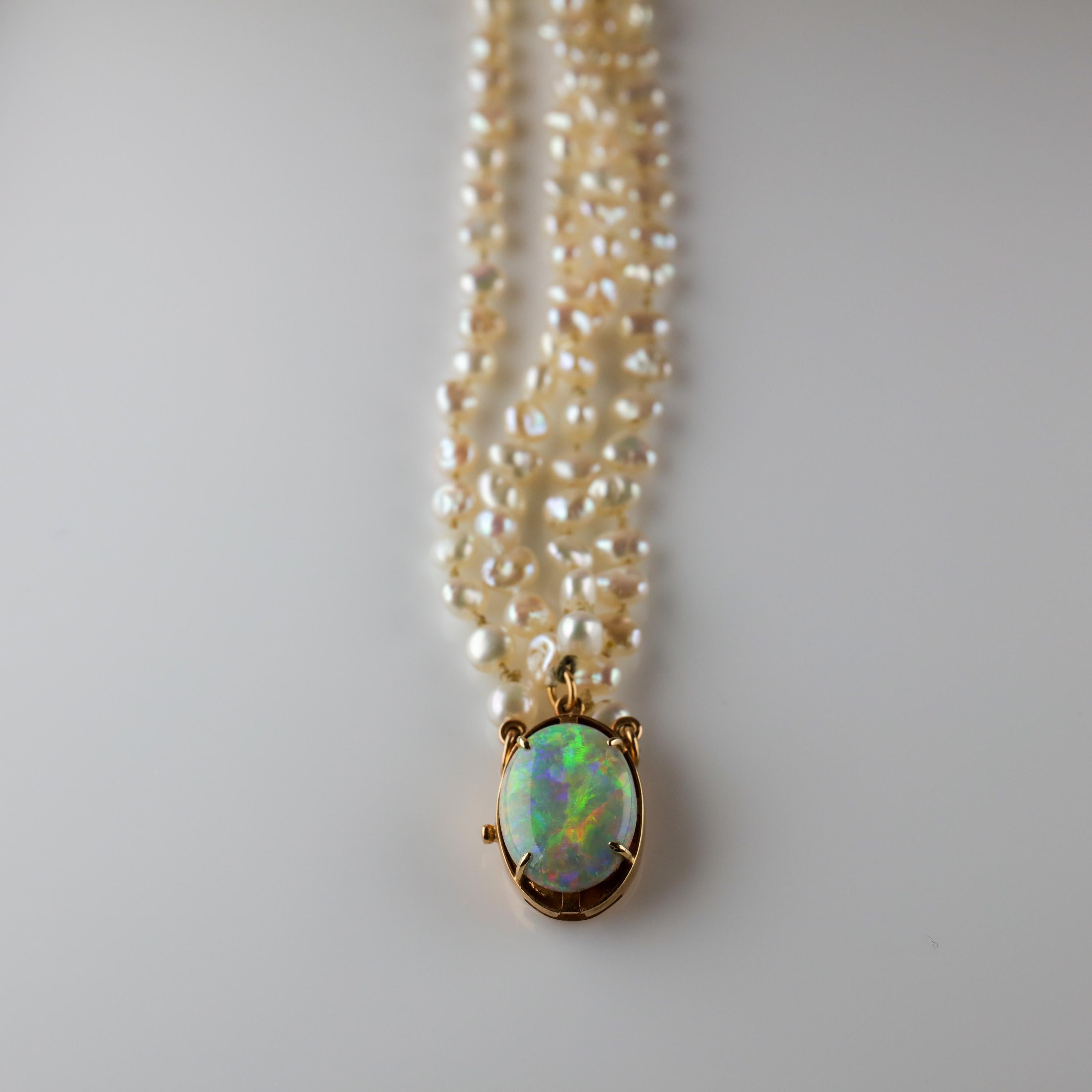 Gump's Pearl and Opal Necklace Features Rare & Authentic Biwa Pearls 4