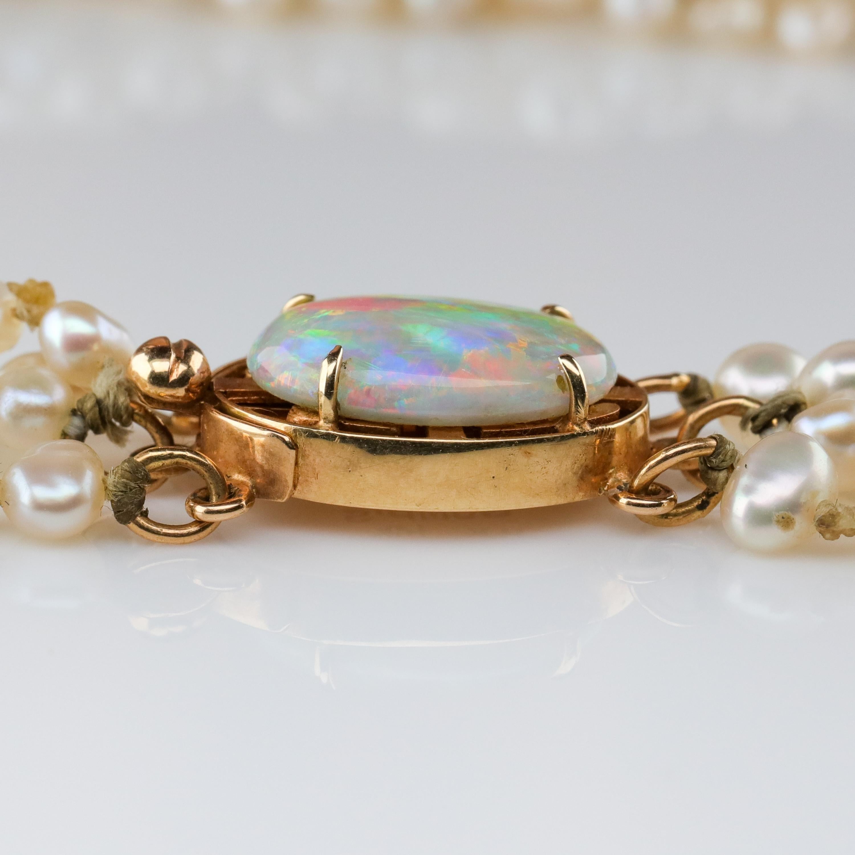 Modern Gump's Pearl and Opal Necklace Features Rare & Authentic Biwa Pearls