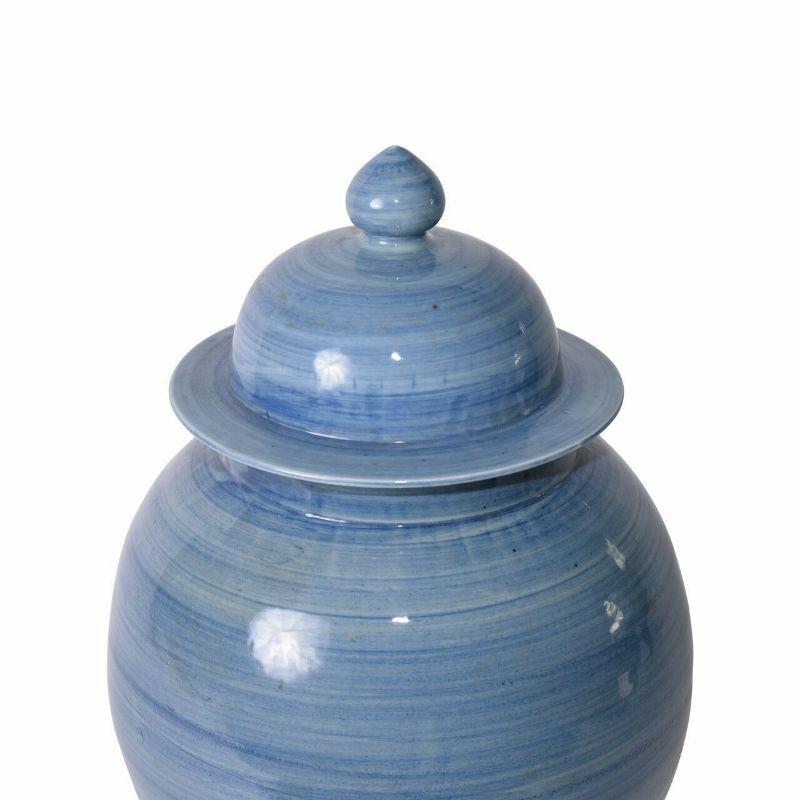Lake blue porcelain temple jar - 3 sizes

The special antique process makes it looks like a piece of art from a museum. 
High fire porcelain, 100% hand shaped, hand painted. Distress, chips and other imperfections create great characters of this