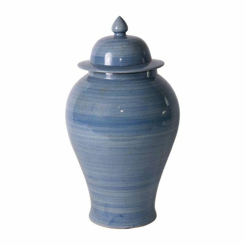 Lake Blue Porcelain Temple Jar, Small In New Condition For Sale In Carson, CA