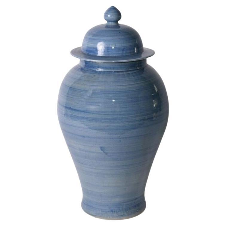 Lake Blue Porcelain Temple Jar, Small For Sale