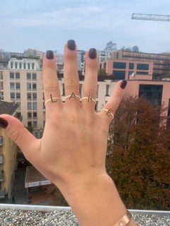 LAKE Customizable Diamond Initials Ring for Her 18 Karat Gold Made in Italy