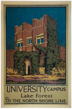 LAKE FOREST BY THE NORTH SHORE LINE Poster di viaggio originale d'epoca 1924